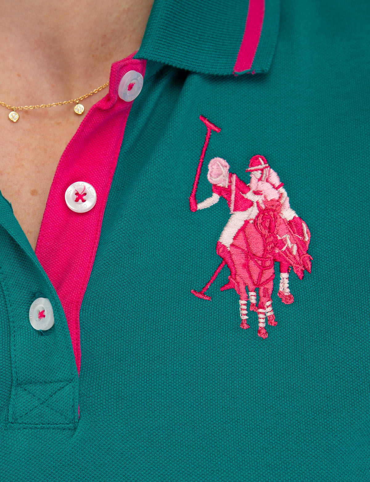 Men's Multi-Tonal Polo Shirt with Big Logo & Contrast Stitching