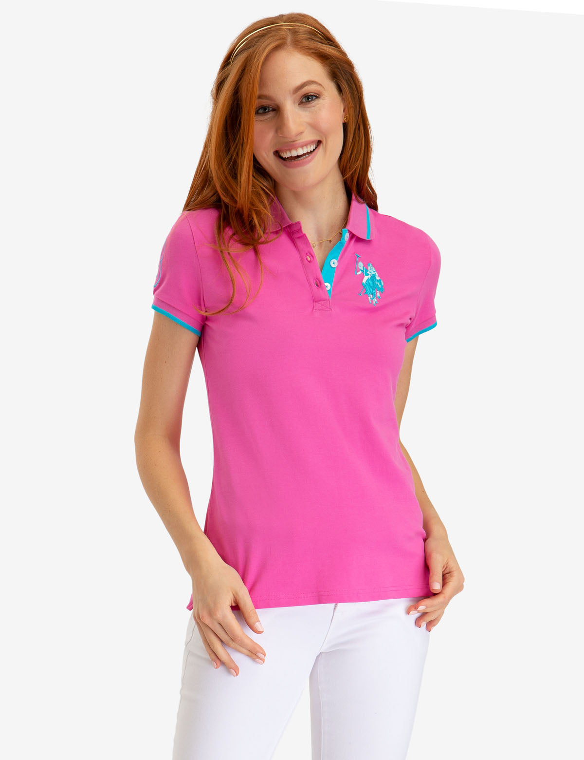 Men's Multi-Tonal Polo Shirt with Big Logo & Contrast Stitching