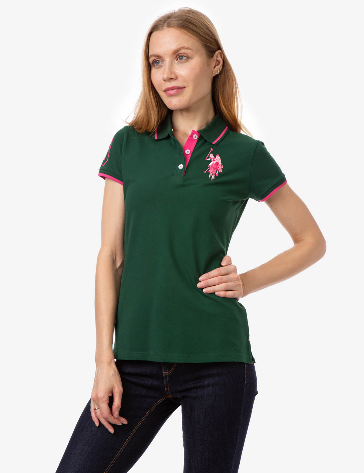 Men's Multi-Tonal Polo Shirt with Big Logo & Contrast Stitching