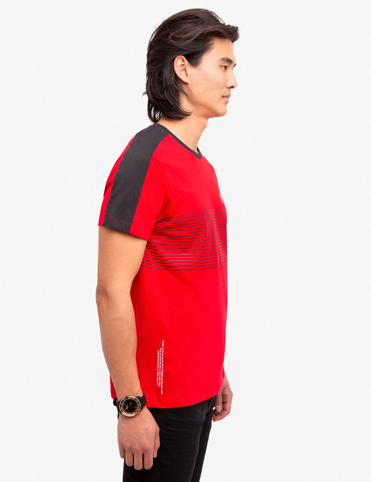 Colorblock Striped T-Shirt with Embroidered Logo