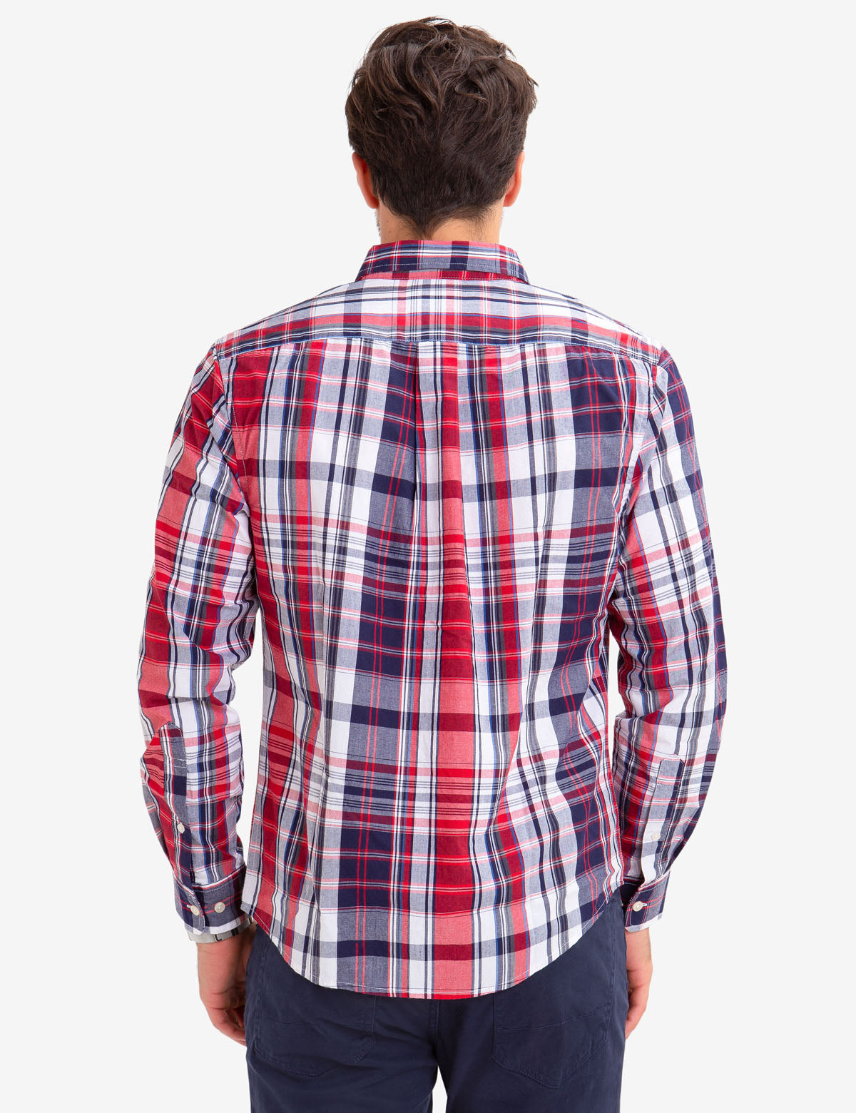 Plaid Poplin Shirt - No-Tuck Casual Fit for Men