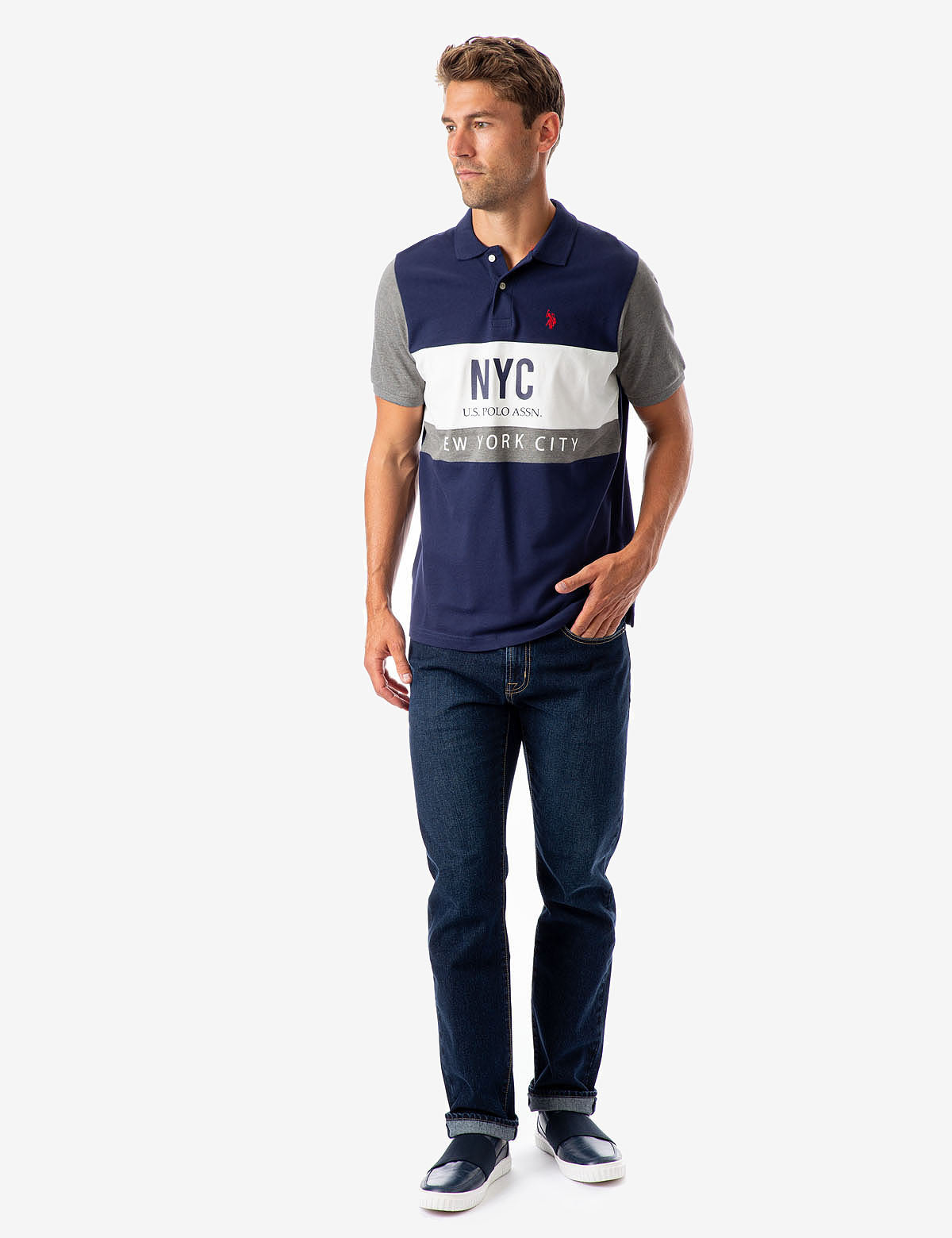 U.S. Polo Assn. NYC Colorblock Stripe Polo Shirt