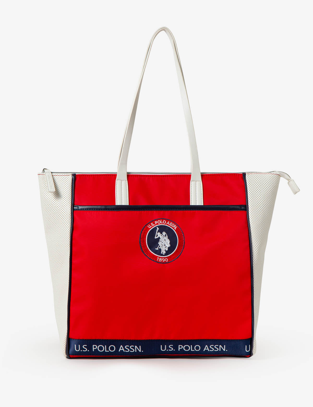 U.S. Polo Assn. Nylon Logo Tote Bag with Zip Closure