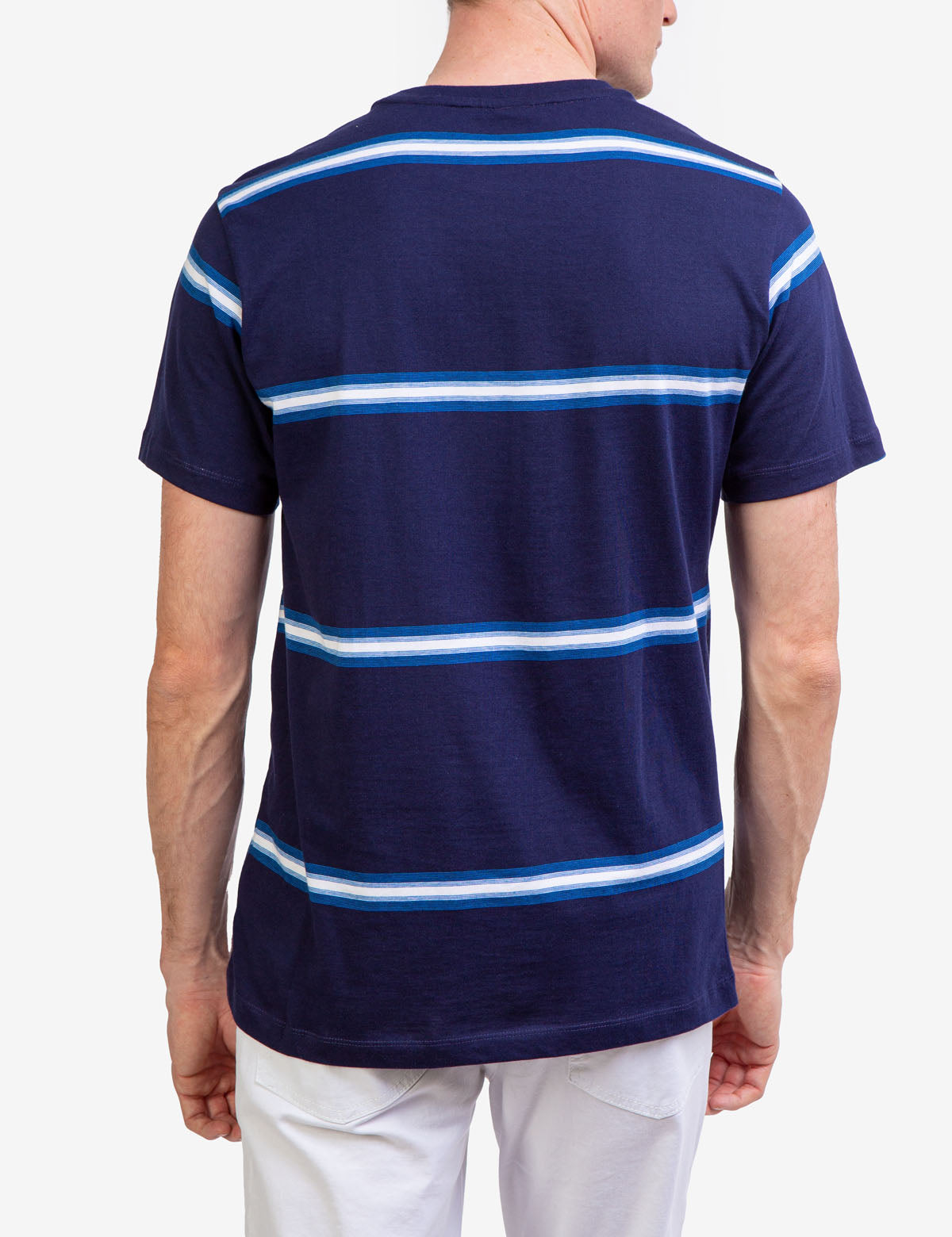 Ombre Striped Jersey T-Shirt with Crew Neck & Embroidered Logo