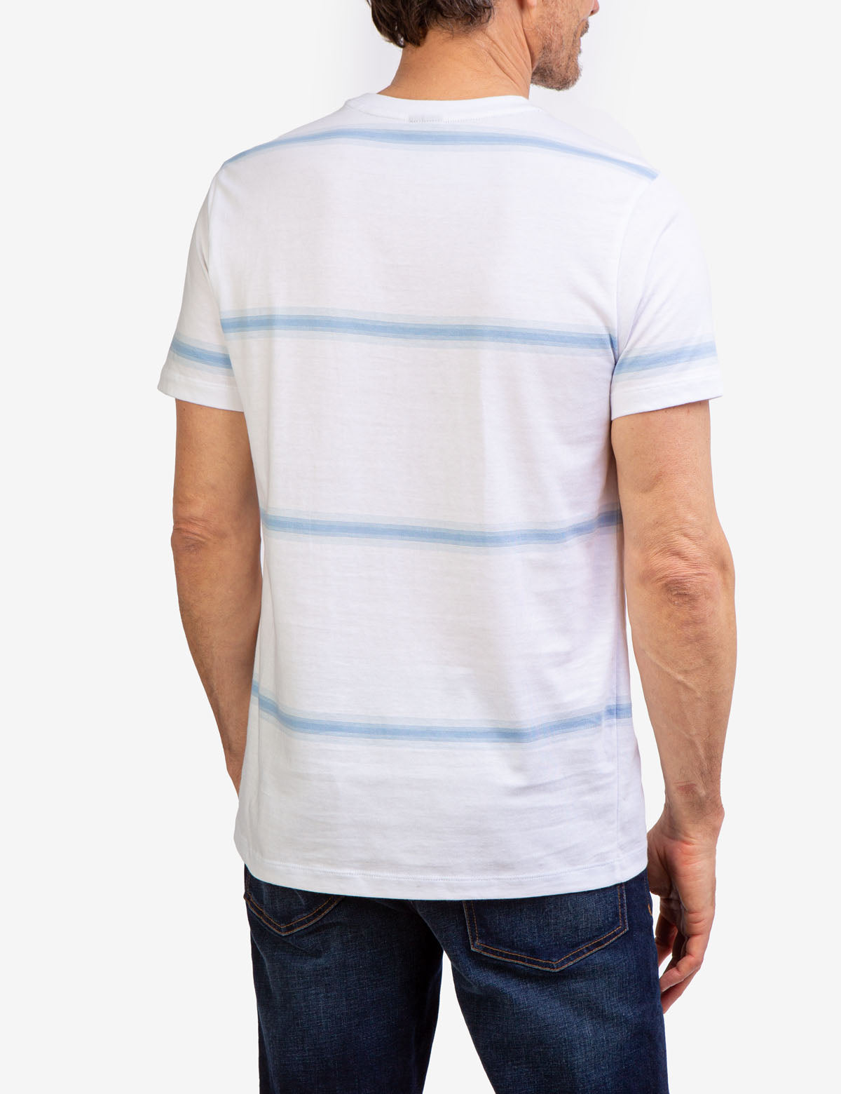 Ombre Striped Jersey T-Shirt with Crew Neck & Embroidered Logo