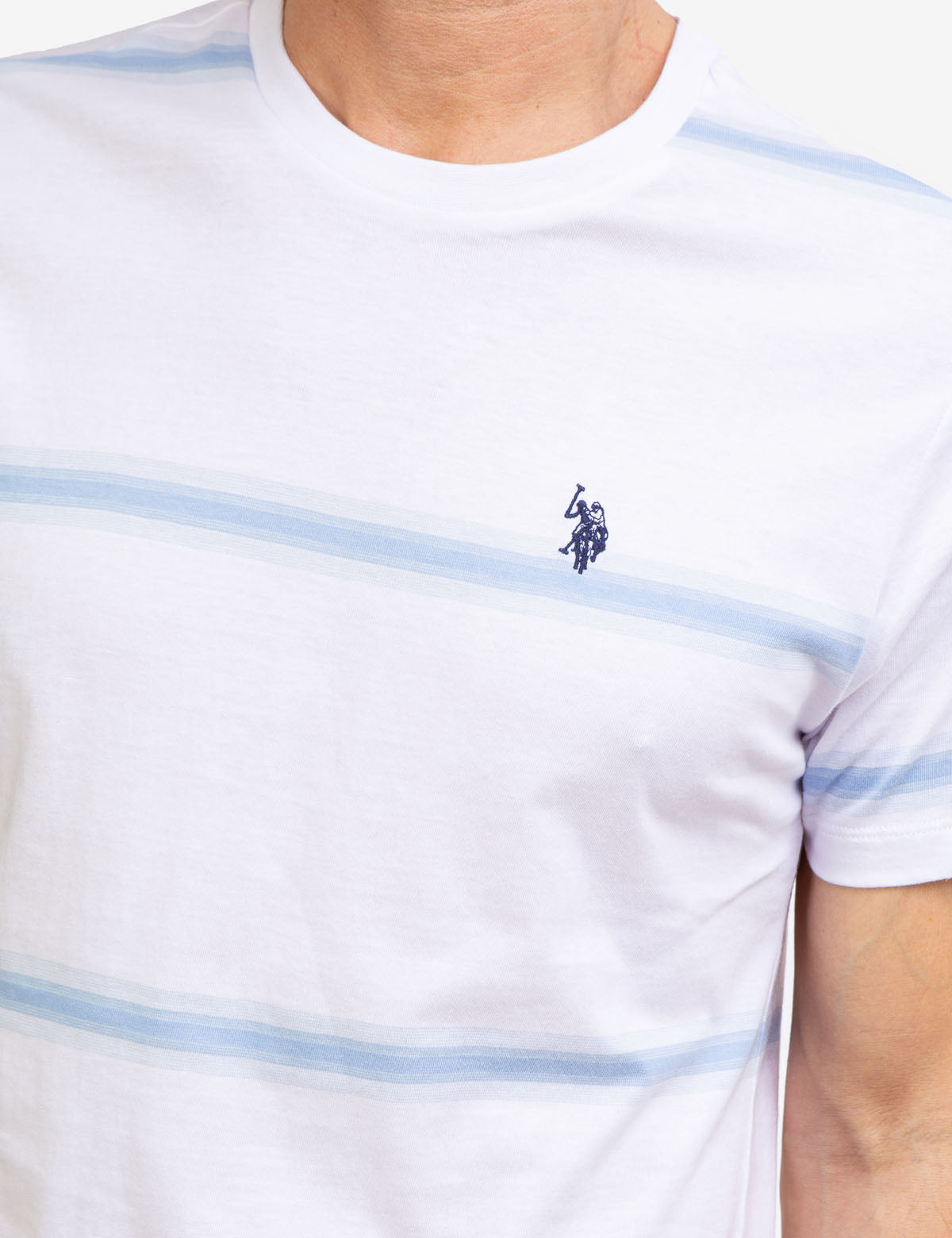 Ombre Striped Jersey T-Shirt with Crew Neck & Embroidered Logo