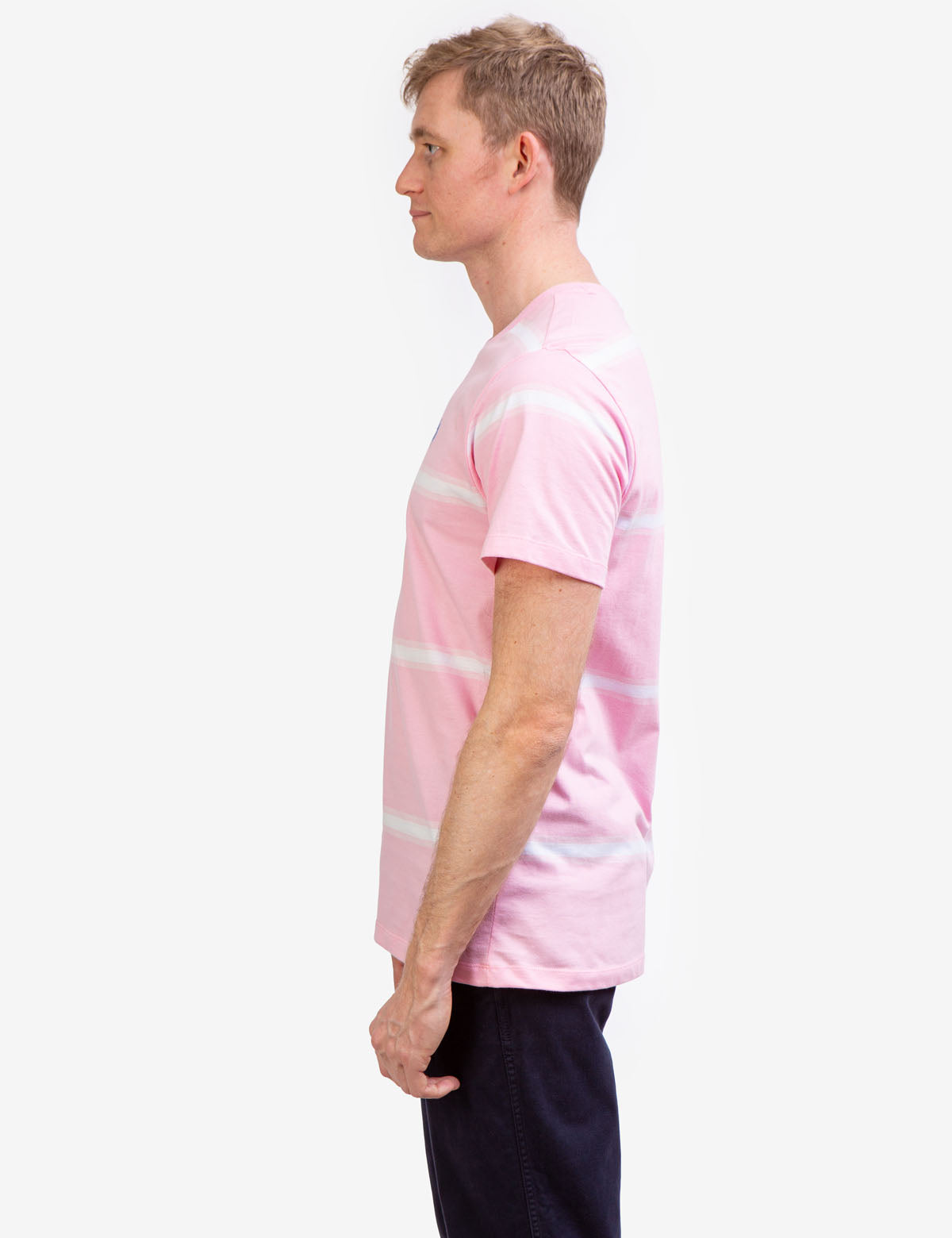 Ombre Striped Jersey T-Shirt with Crew Neck & Embroidered Logo