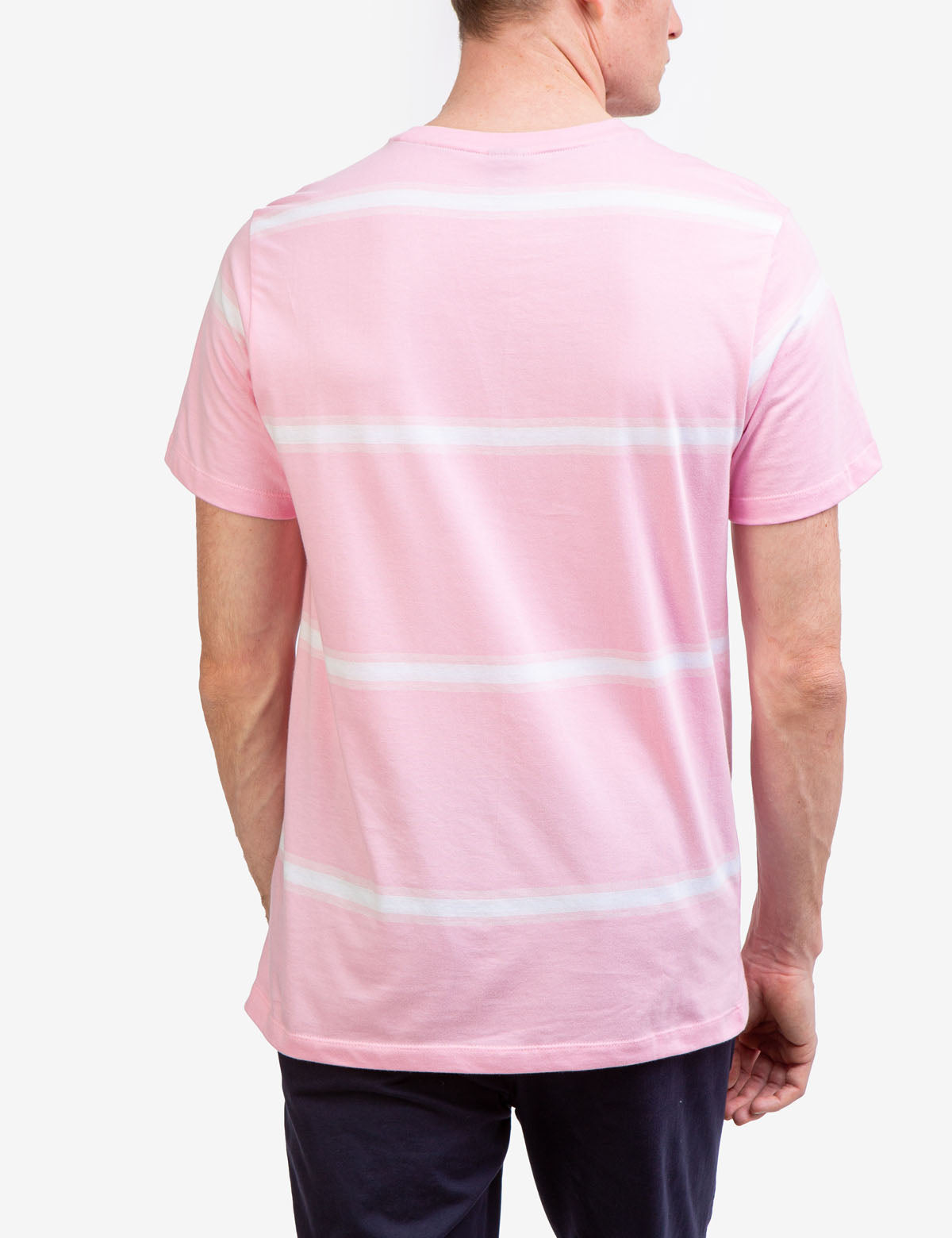 Ombre Striped Jersey T-Shirt with Crew Neck & Embroidered Logo