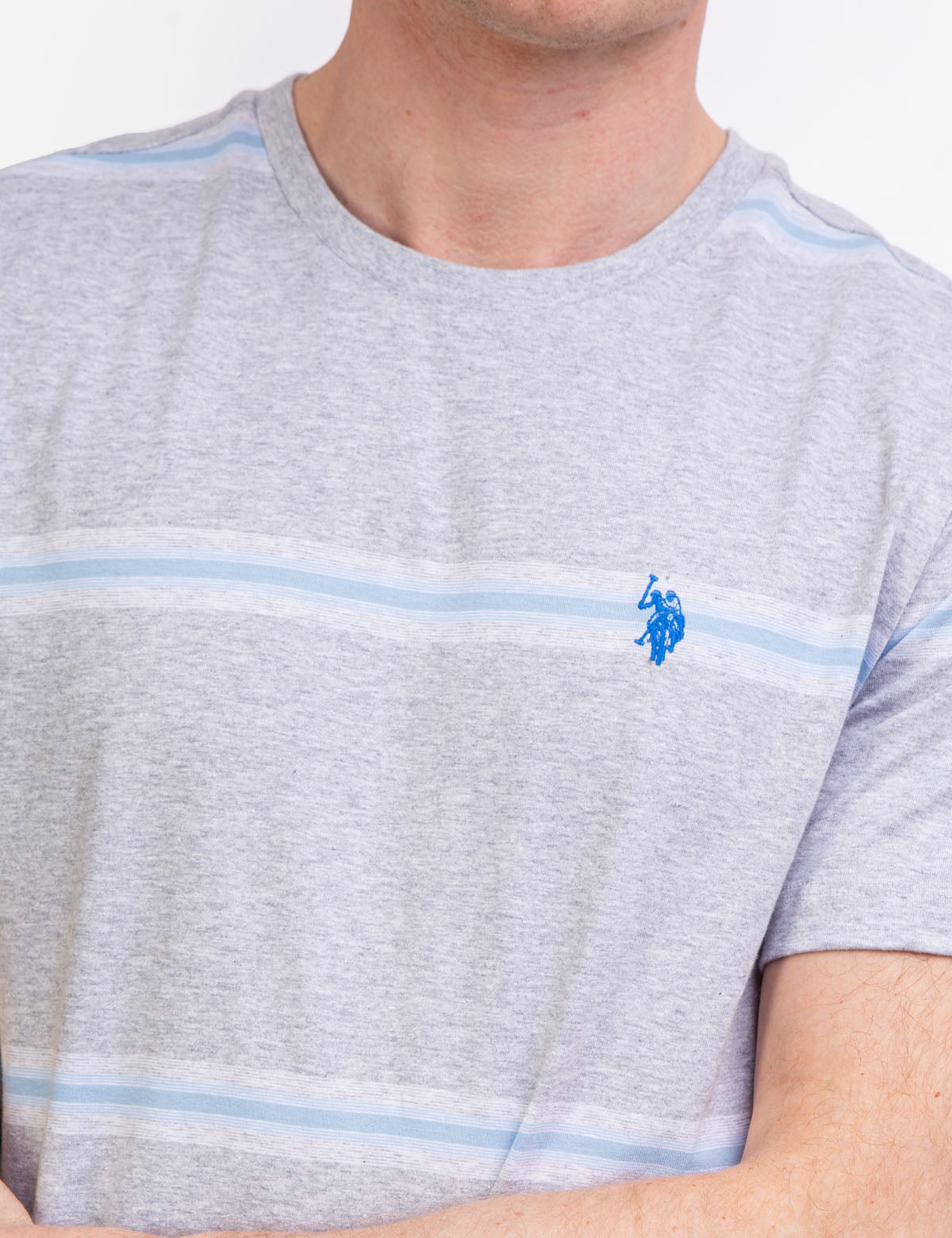 Ombre Striped Jersey T-Shirt with Crew Neck & Embroidered Logo