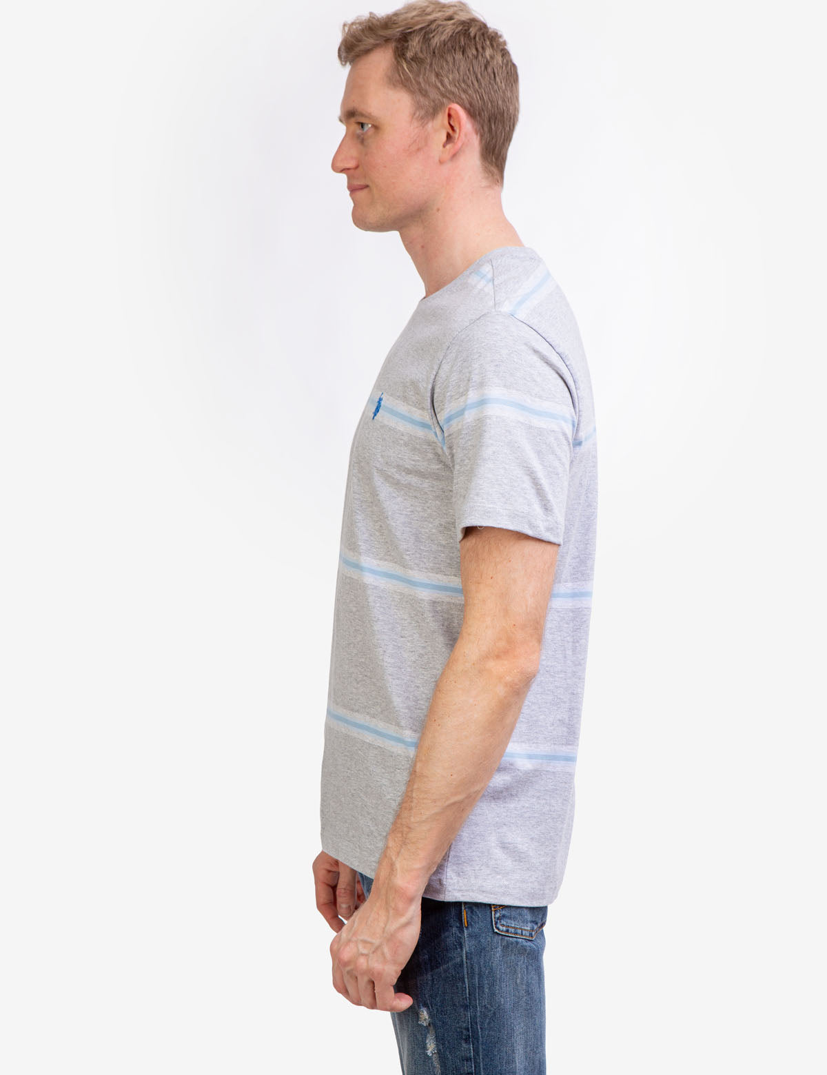 Ombre Striped Jersey T-Shirt with Crew Neck & Embroidered Logo