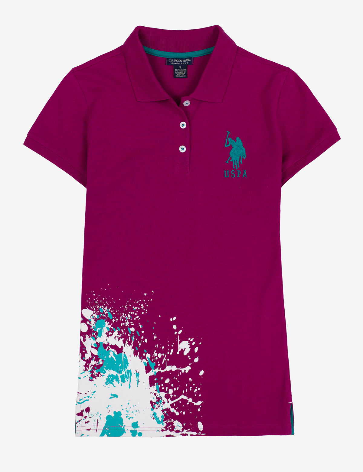 Paint Splatter Design Polo Shirt with Embroidered Logo