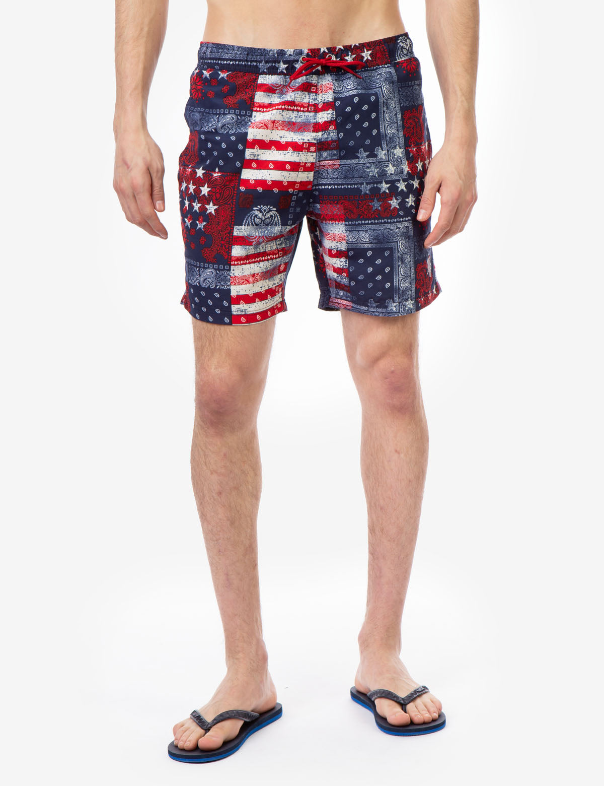 Men's Paisley American Flag Swim Trunks - 7" Inseam