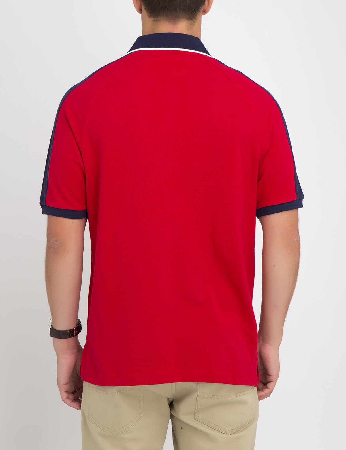 US Polo Assn. Colorblock Polo Shirt with Denim Collar