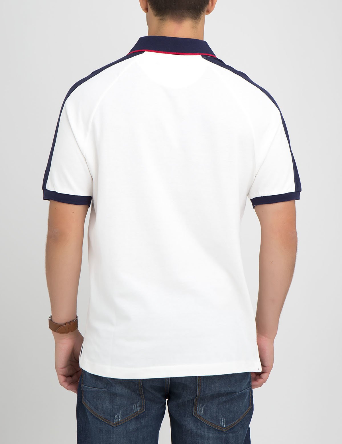 US Polo Assn. Colorblock Polo Shirt with Denim Collar