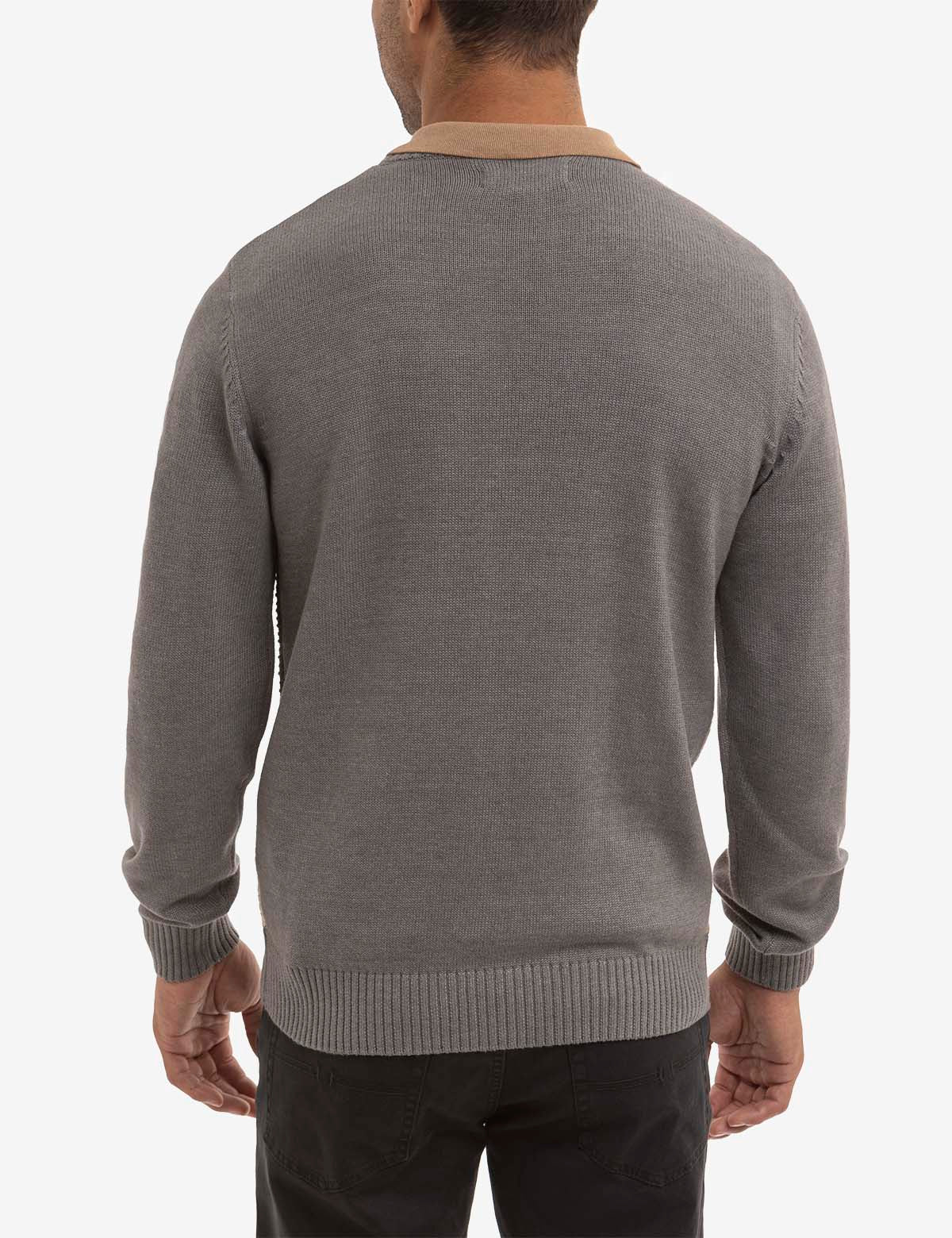 Patchwork Knit Crew Neck Sweater