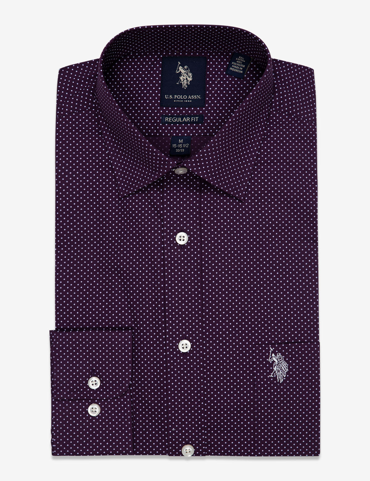 Men's Pin Dot Print Dress Shirt - Regular Fit Button-Up