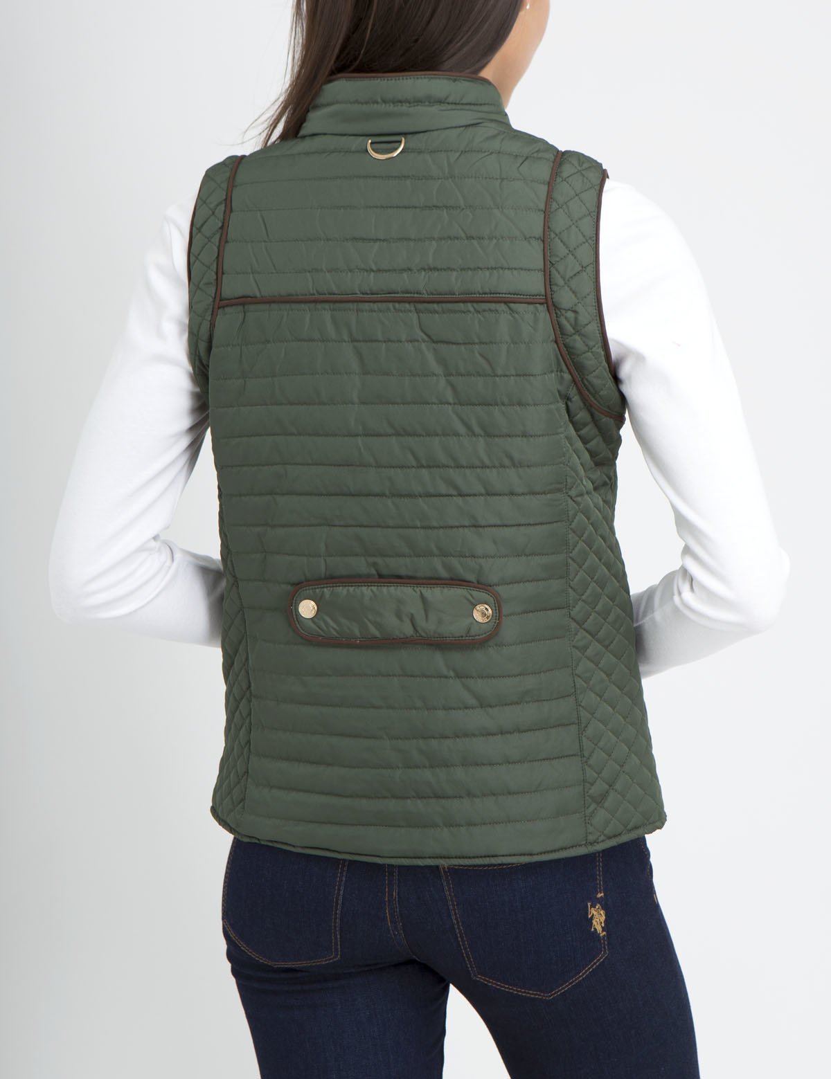 Men's Piped Quilted Vest - Sleeveless Zip-Up with Stand Collar & Pockets