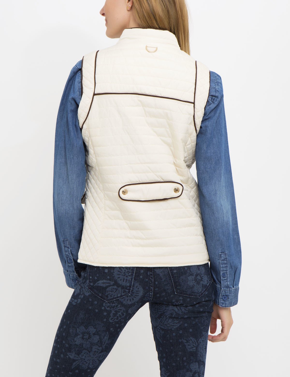 Men's Piped Quilted Vest - Sleeveless Zip-Up with Stand Collar & Pockets