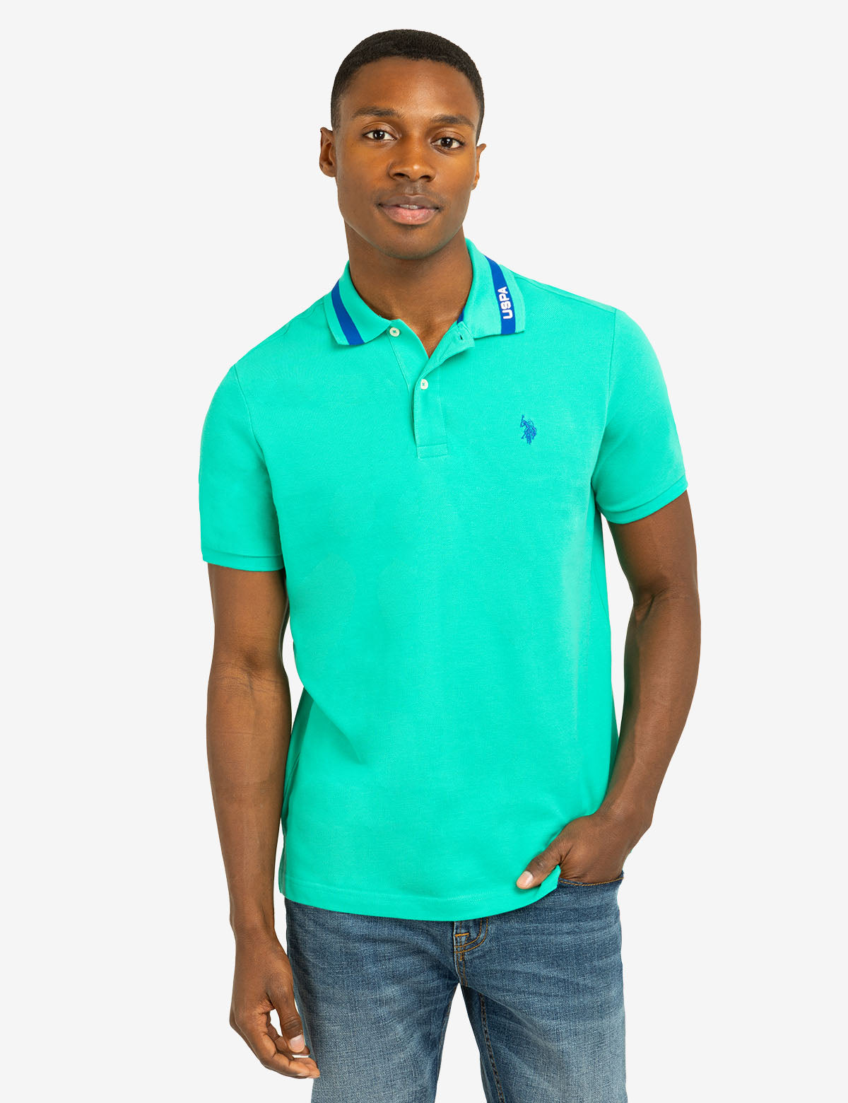 USPA Pique Polo Shirt with Tipped Collar – Men's Classic Fit