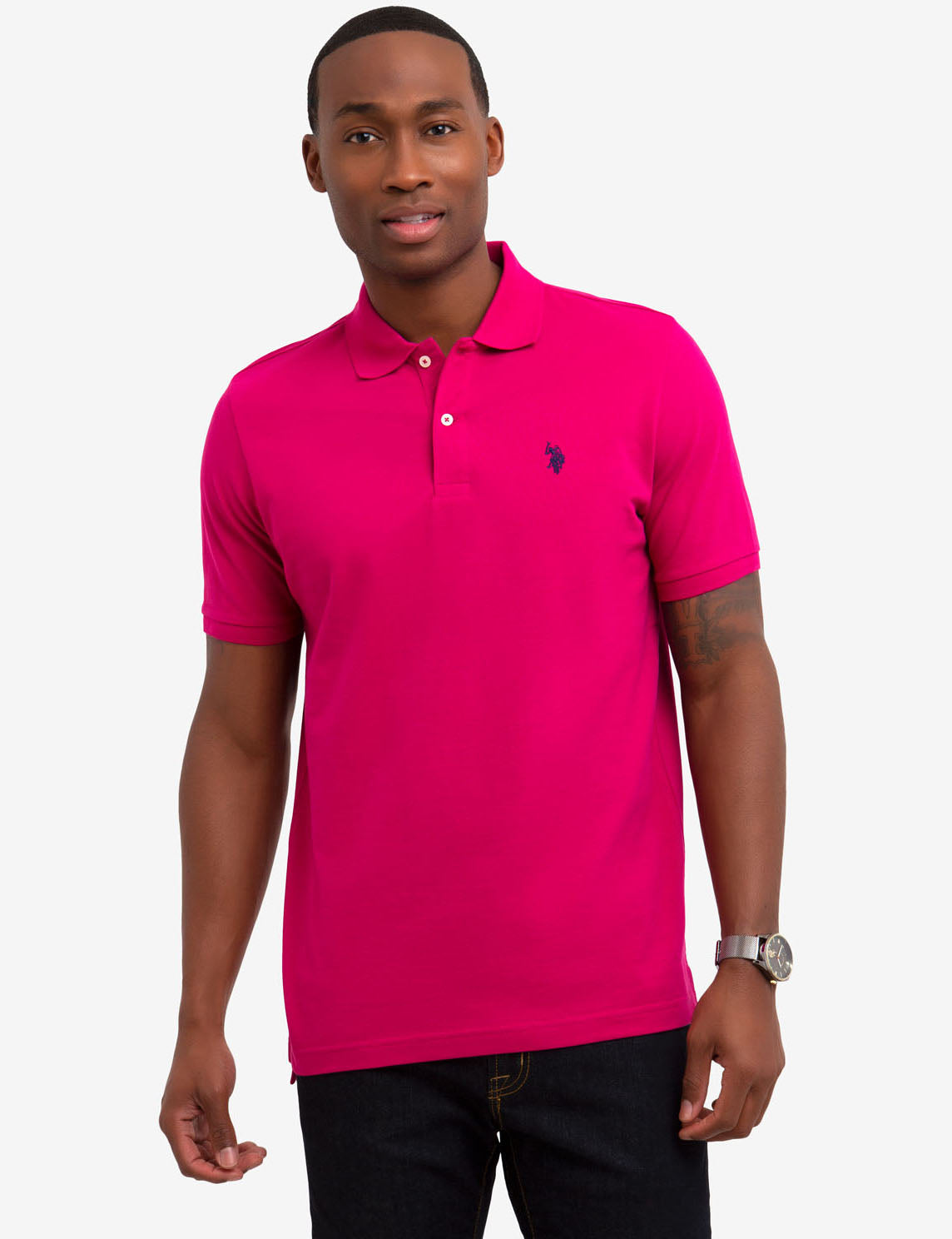 Men's Pique Polo Shirt with Small Logo - 100% Cotton Casual Fit