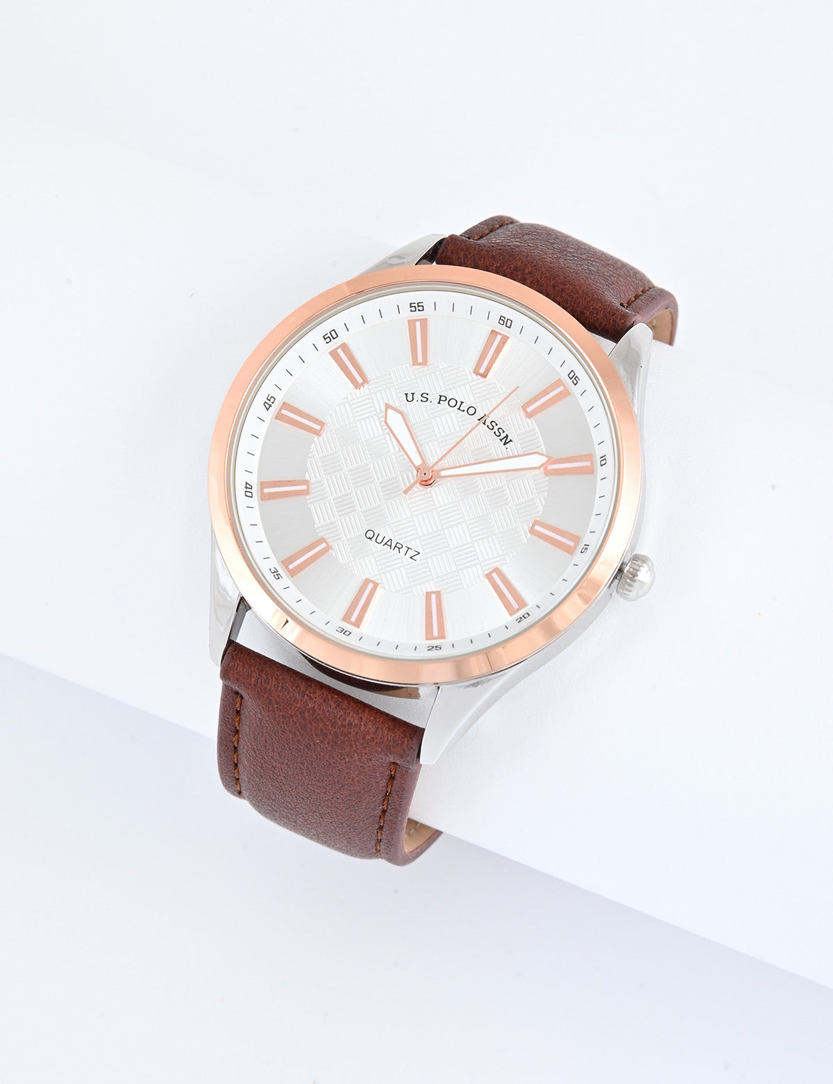 Men's Brown Leather Strap Gold Watch - Classic Casual Timepiece
