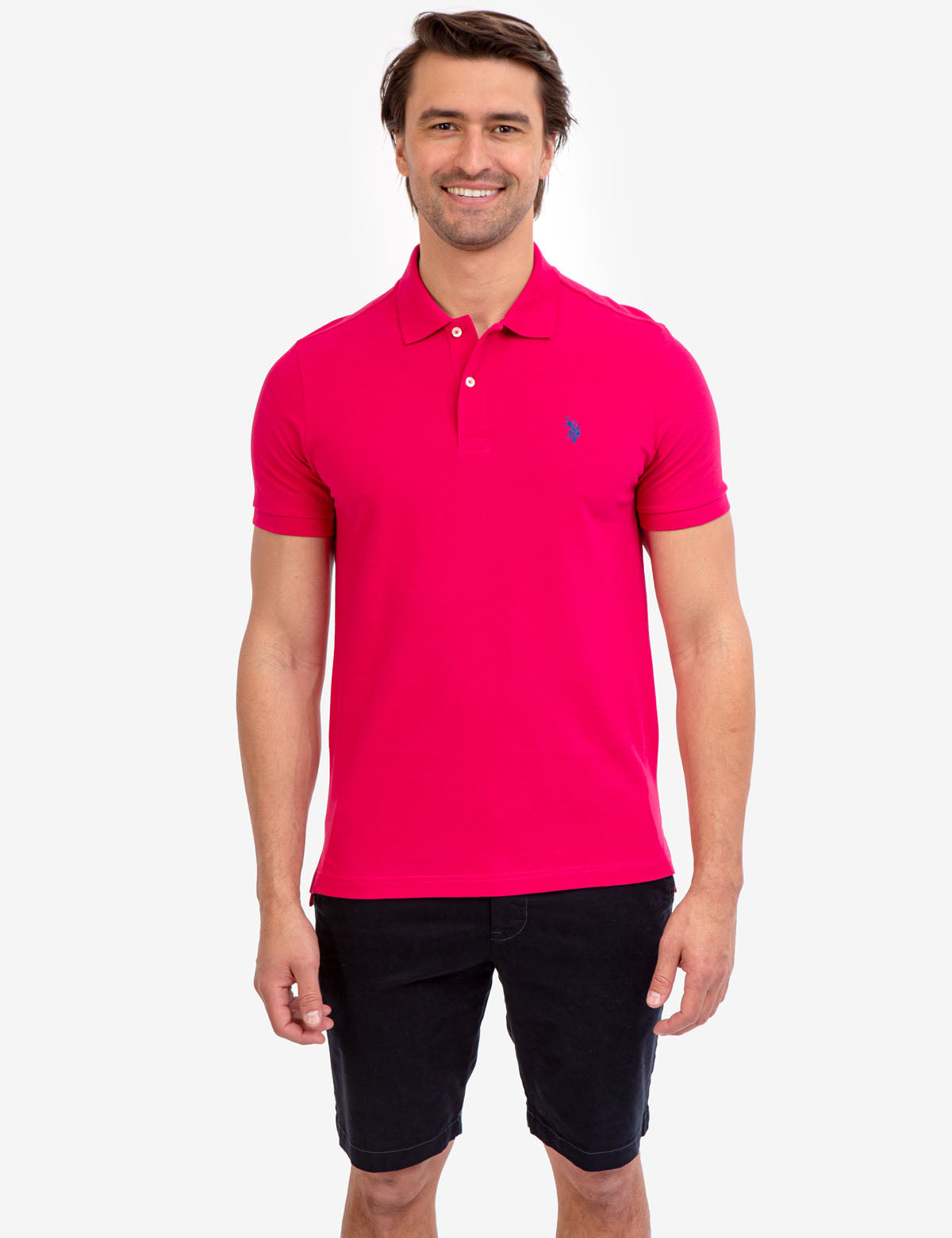 Men's Pique Polo Shirt with Small Logo - 100% Cotton Casual Fit