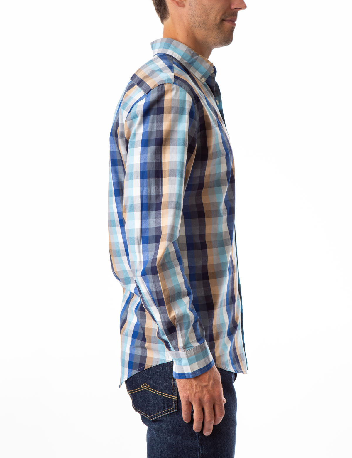 Men's Plaid Long Sleeve Button-Up Shirt