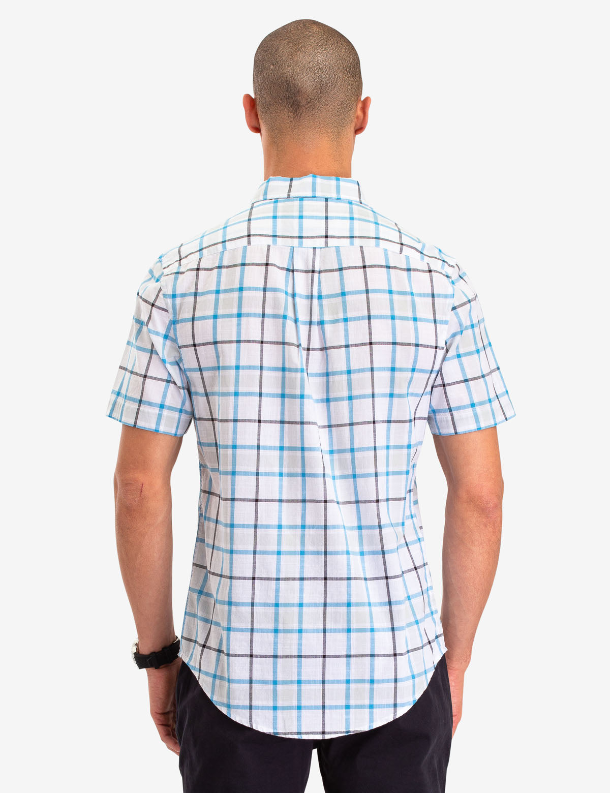 Men's Plaid Poplin Short Sleeve Shirt with Pocket
