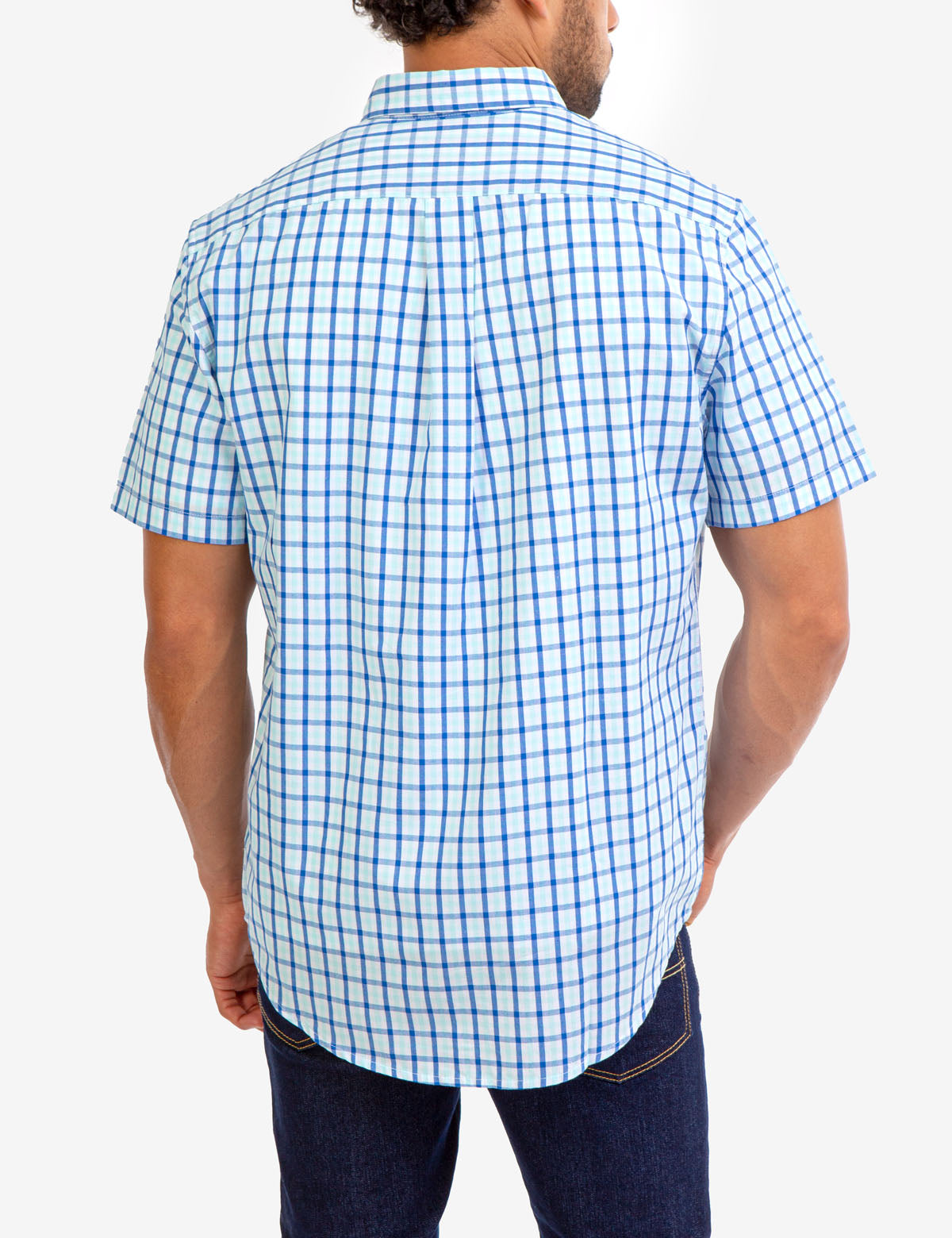 Men's Plaid Poplin Short Sleeve Shirt with Pocket