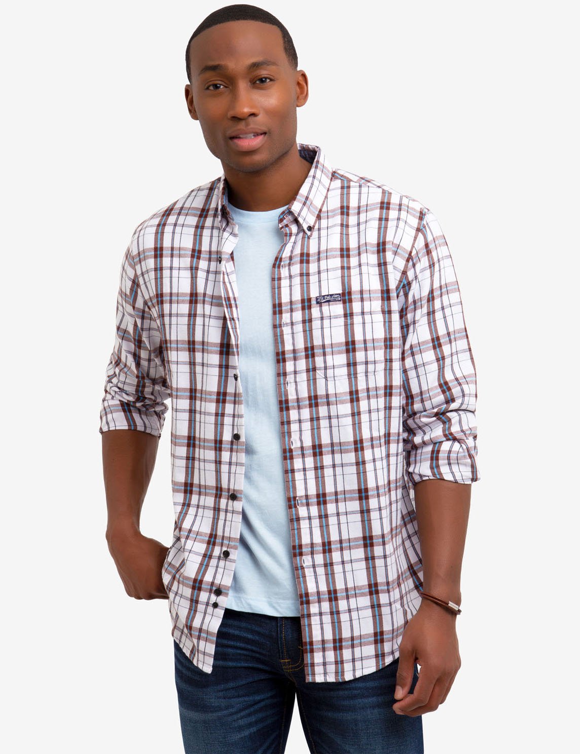 U.S. Polo Assn. Plaid Twill Shirt - Cotton Blend Button-Up
