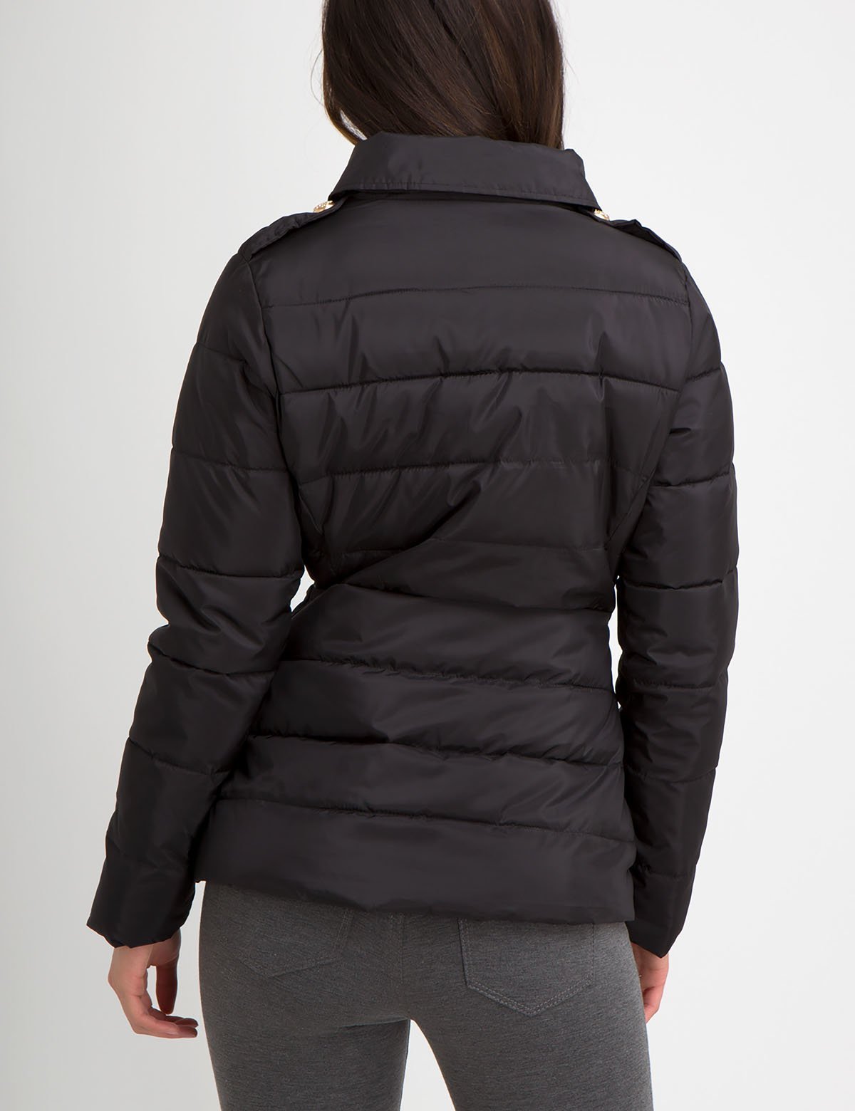 Men's Point Collar Puffer Jacket with Front Pockets