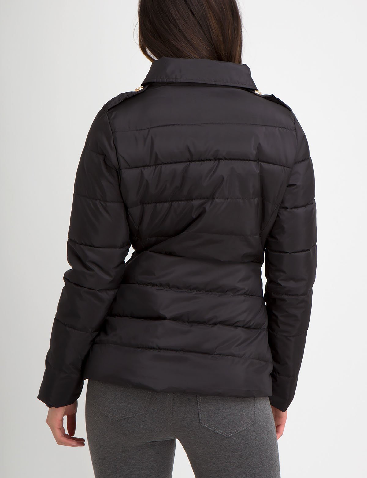 Men's Point Collar Puffer Jacket with Front Pockets