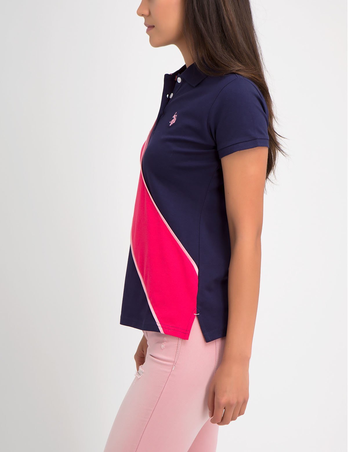 Premium Cotton Spandex Slash Polo Shirt with Contrast Collar