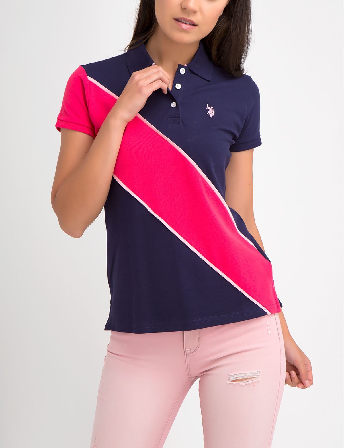Premium Cotton Spandex Slash Polo Shirt with Contrast Collar