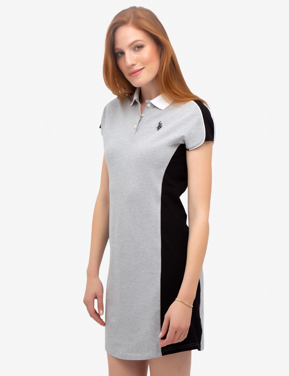 Women's Polo Dress with Princess Seams & Colorblocking - Cotton Blend