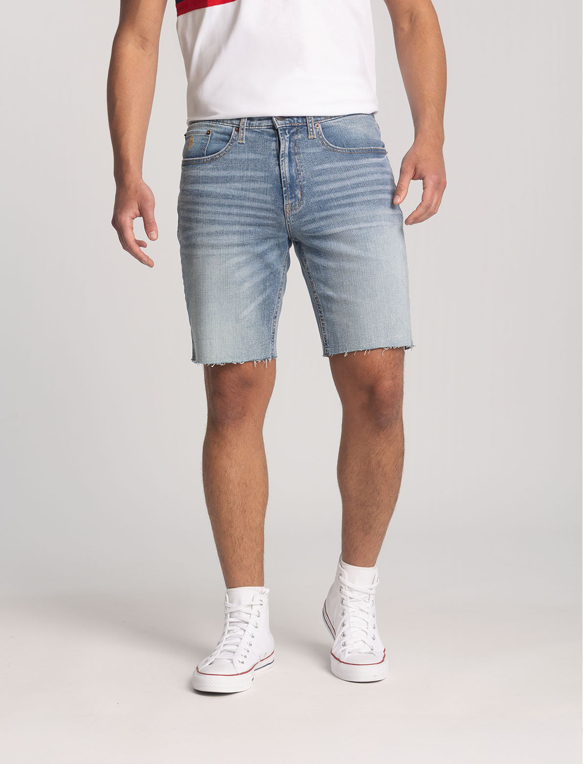 Slim Straight Denim Shorts with 5-Pocket Design