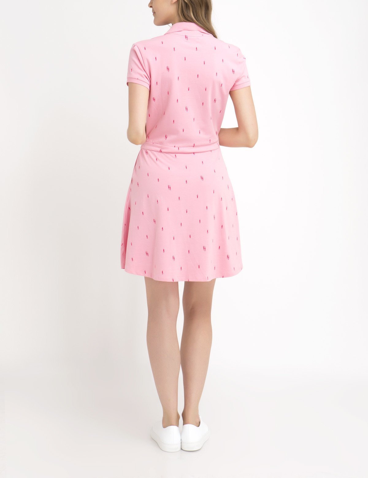 Women's Cotton V-Neck Pocket Dress with Embroidered Logo