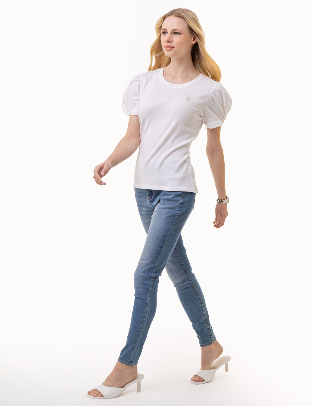 Puff Sleeve Crew Neck Blouse – Women's Casual T-Shirt