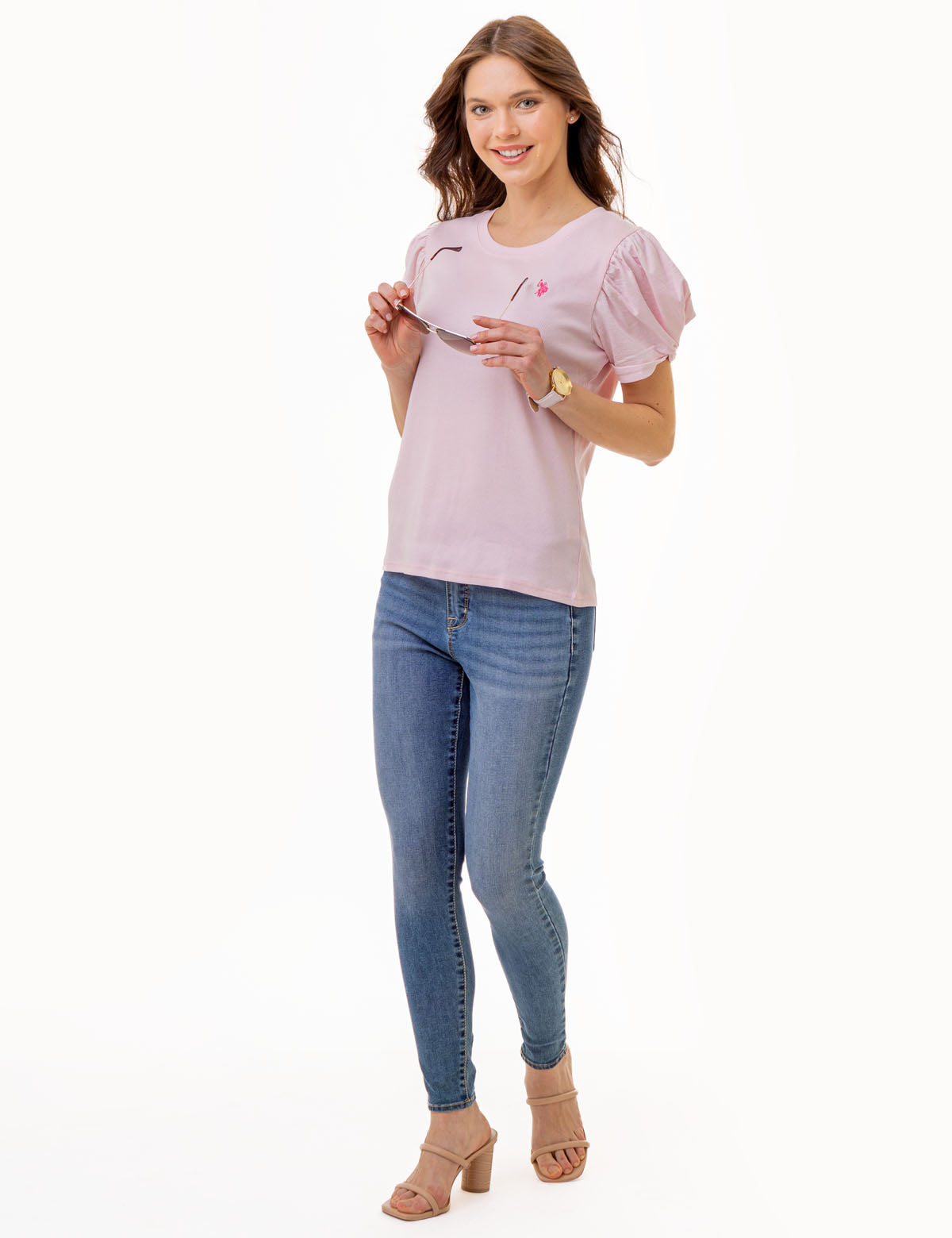 Puff Sleeve Crew Neck Blouse – Women's Casual T-Shirt