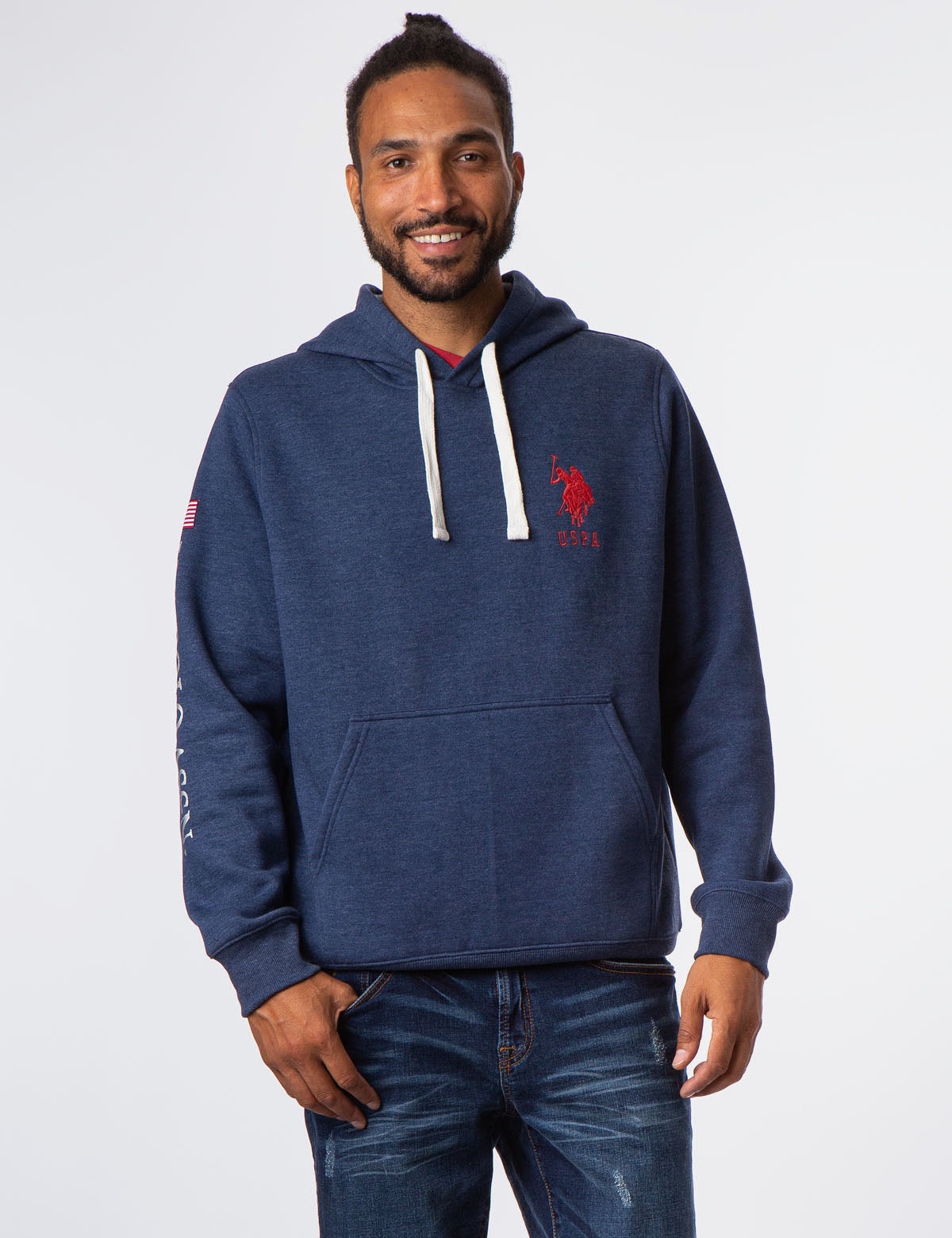 U.S. Polo Assn. Hooded Pullover Sweatshirt with Embroidered Logo