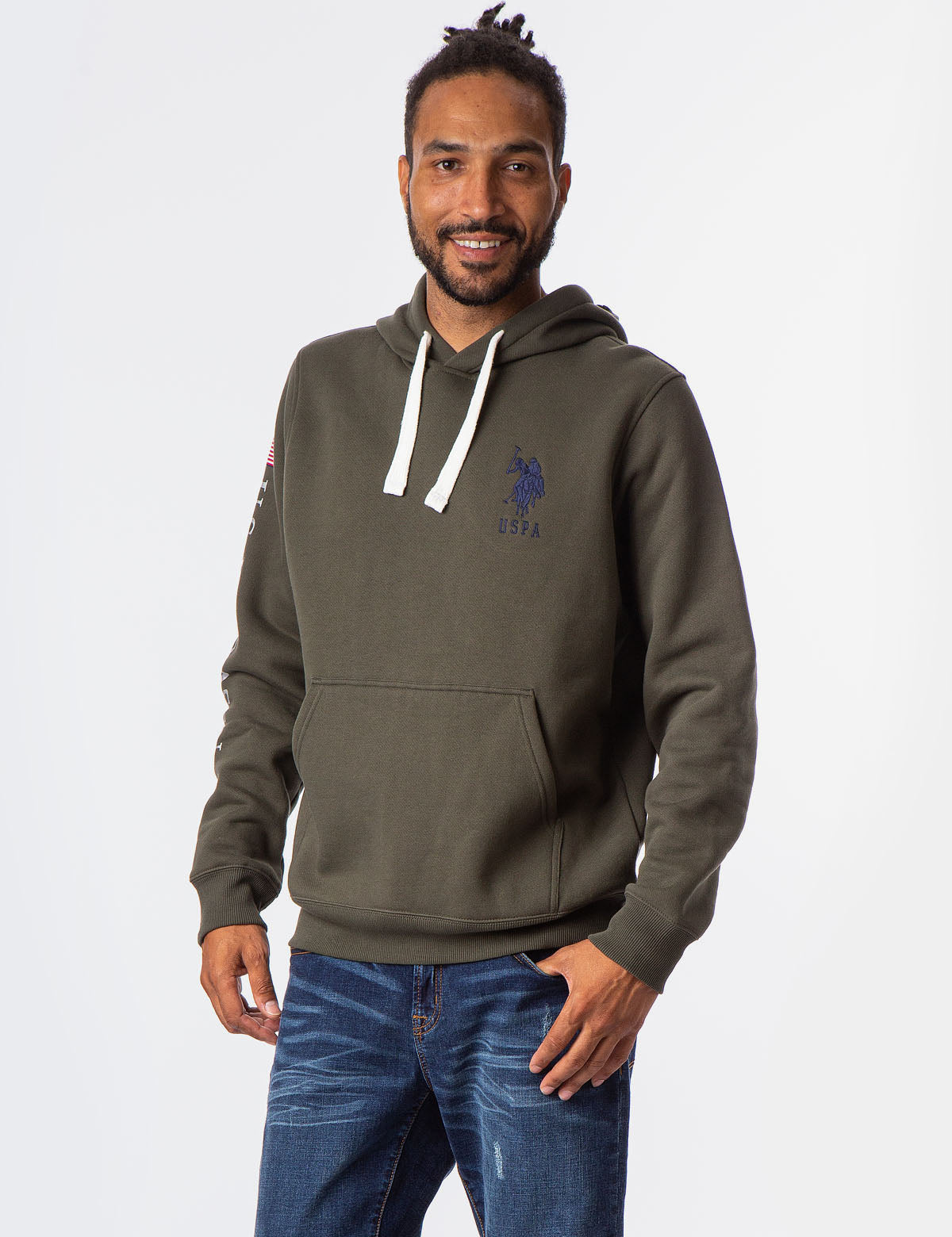 U.S. Polo Assn. Hooded Pullover Sweatshirt with Embroidered Logo