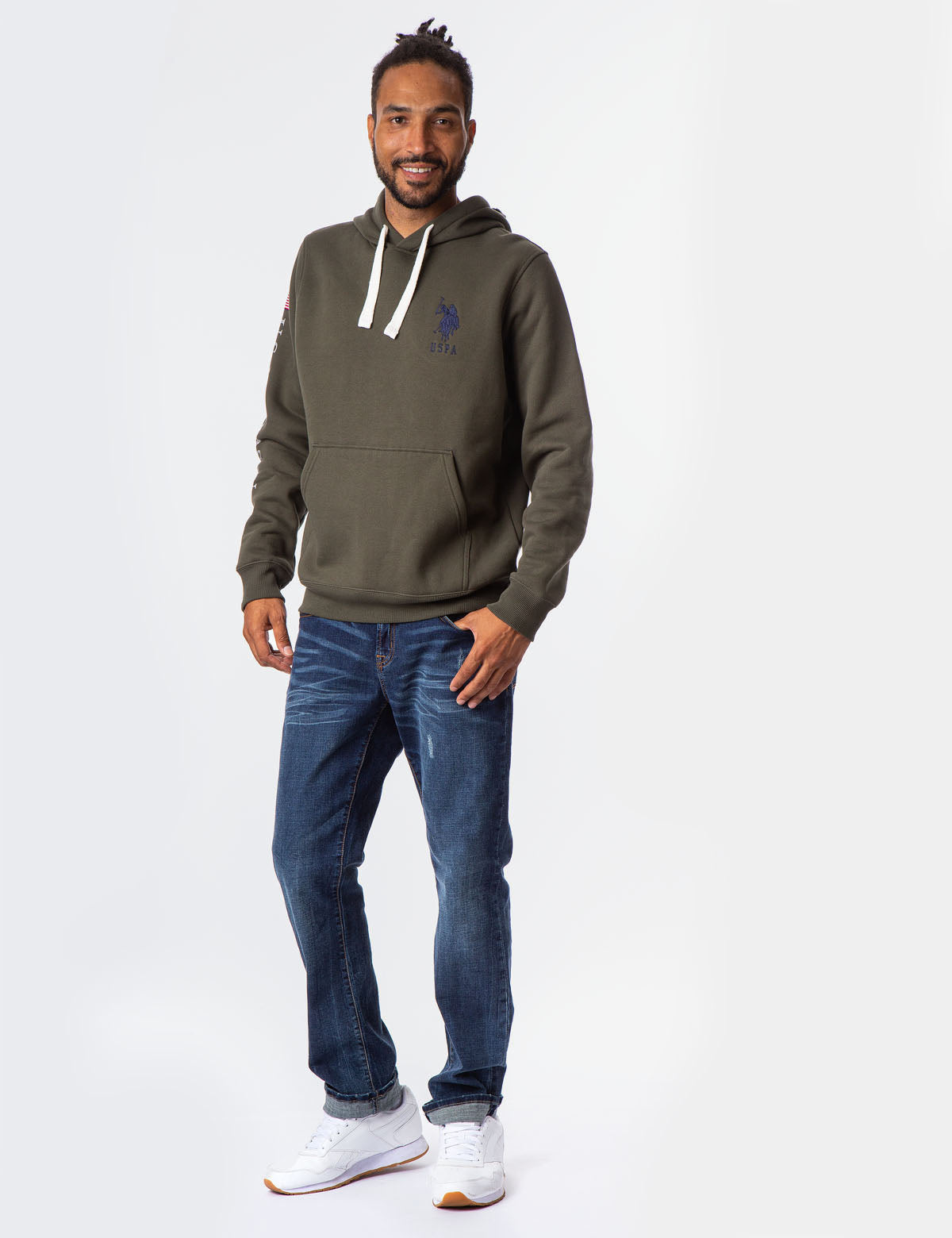 U.S. Polo Assn. Hooded Pullover Sweatshirt with Embroidered Logo