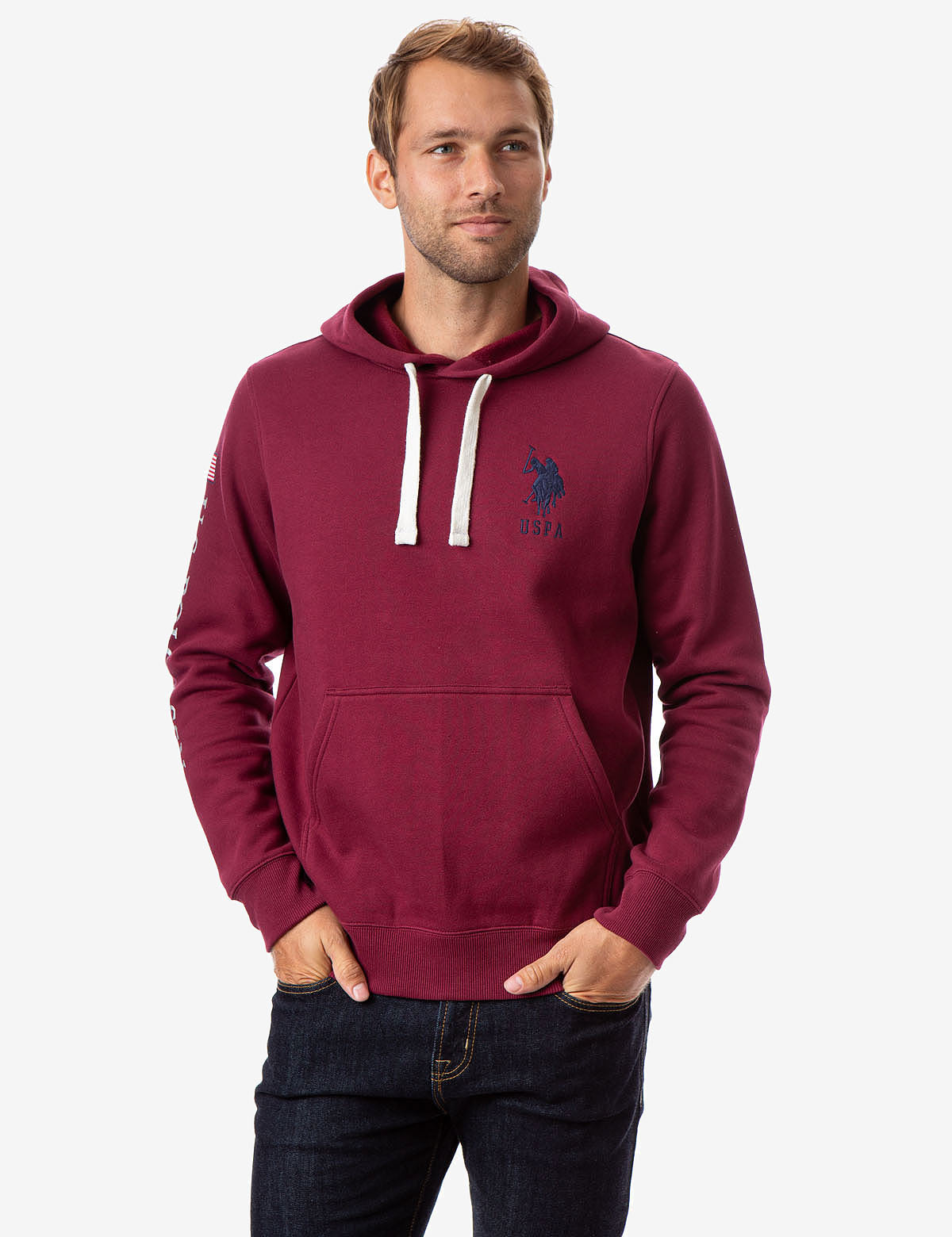 U.S. Polo Assn. Hooded Pullover Sweatshirt with Embroidered Logo