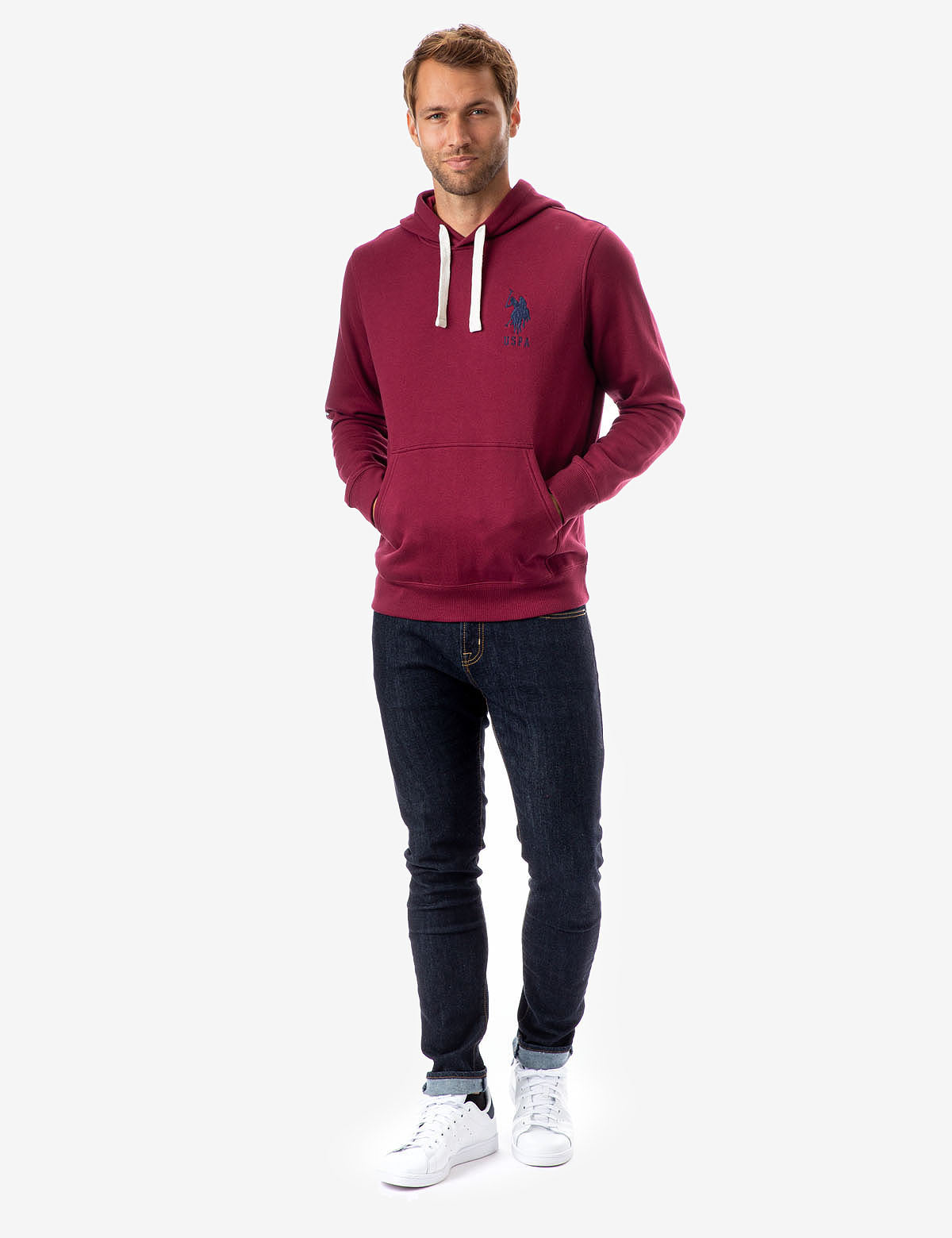 U.S. Polo Assn. Hooded Pullover Sweatshirt with Embroidered Logo