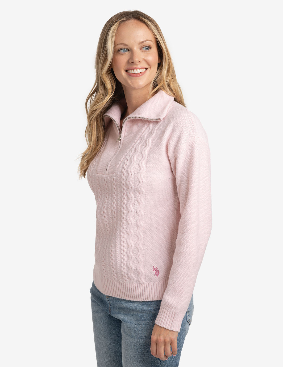 Men's Quarter Zip Cable Knit Sweater - Classic Winter Pullover