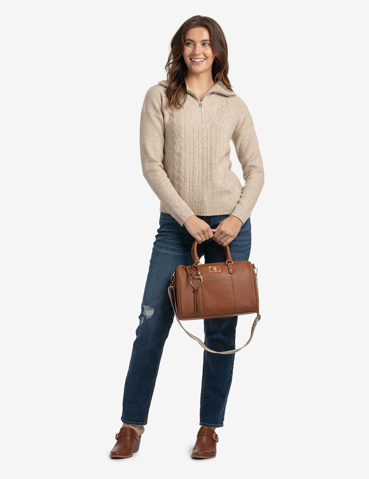 Men's Quarter Zip Cable Knit Sweater - Classic Winter Pullover