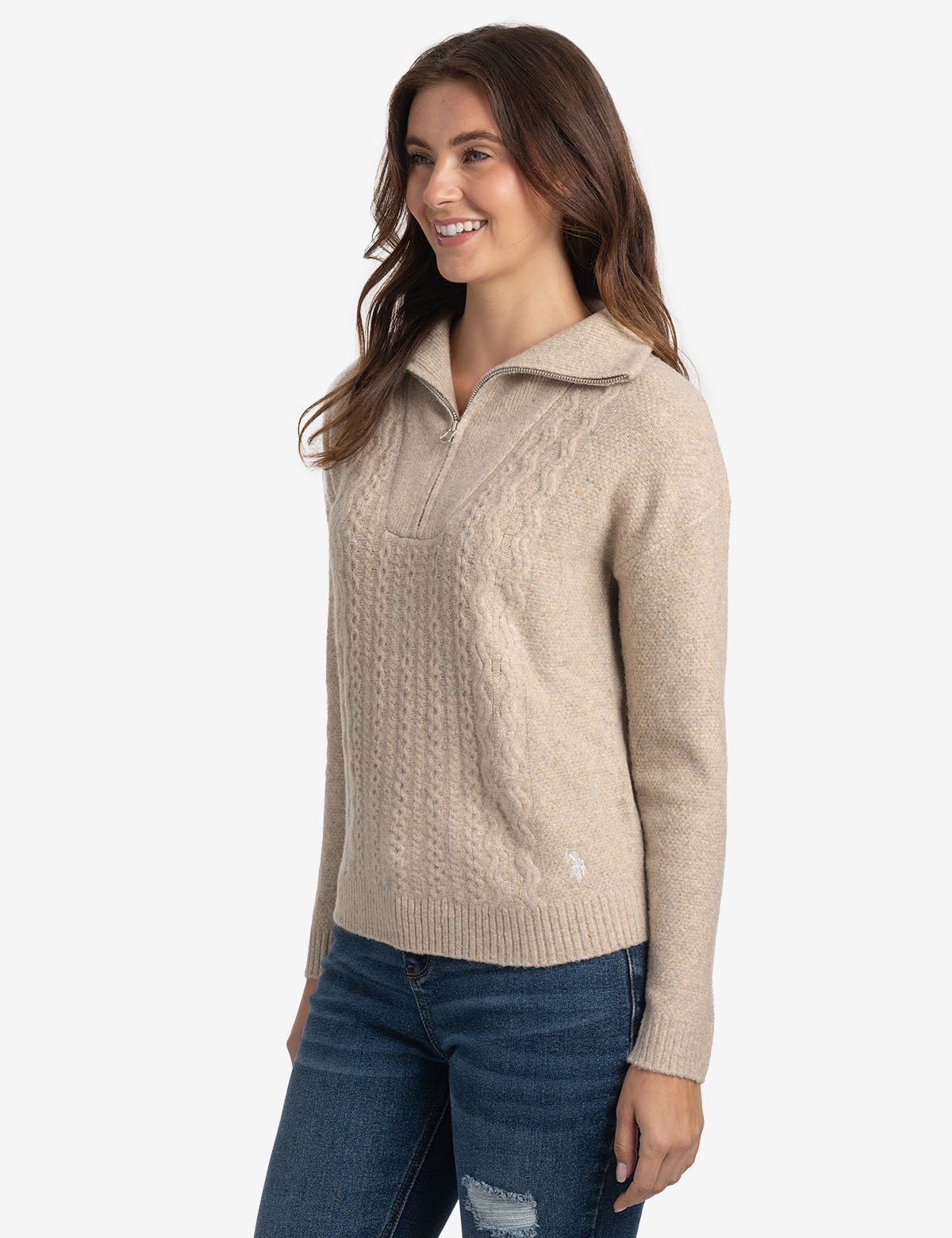 Men's Quarter Zip Cable Knit Sweater - Classic Winter Pullover