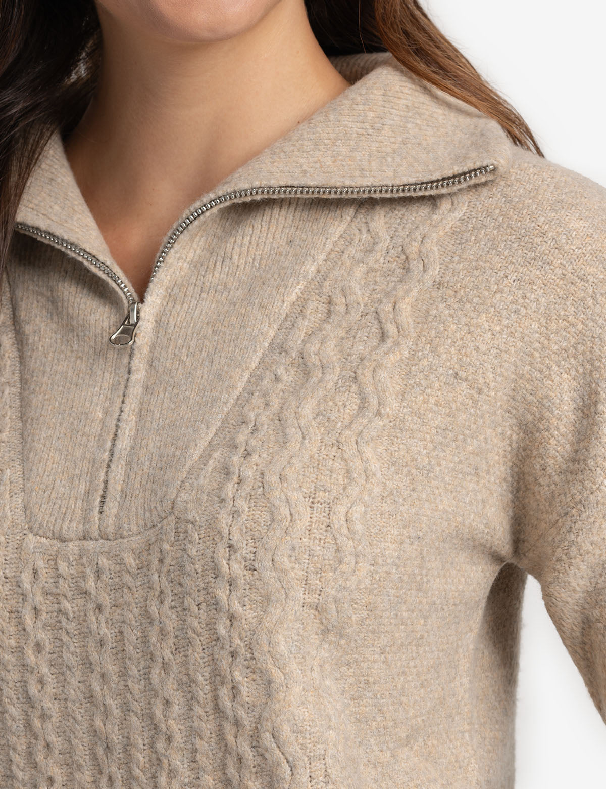 Men's Quarter Zip Cable Knit Sweater - Classic Winter Pullover