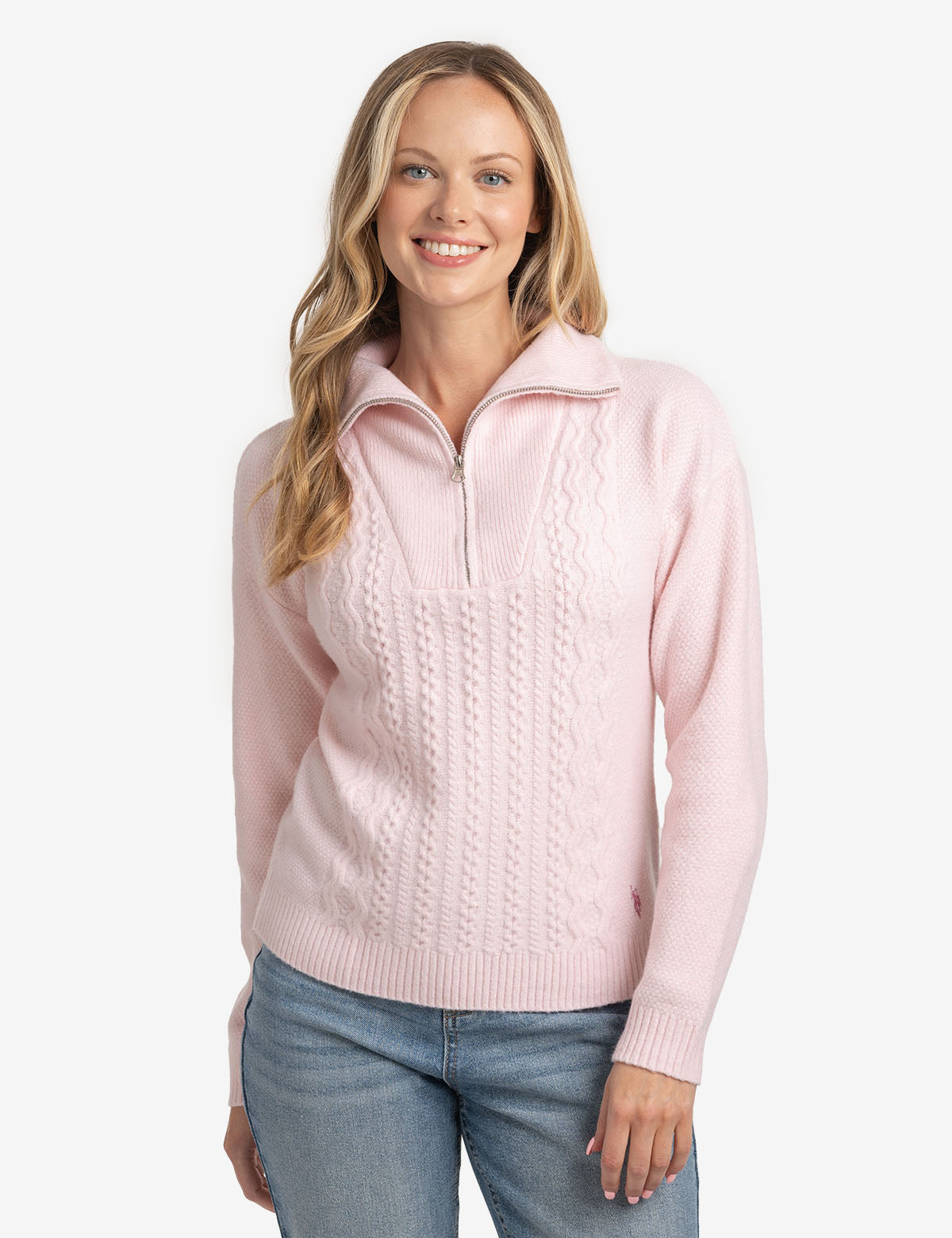 Men's Quarter Zip Cable Knit Sweater - Classic Winter Pullover
