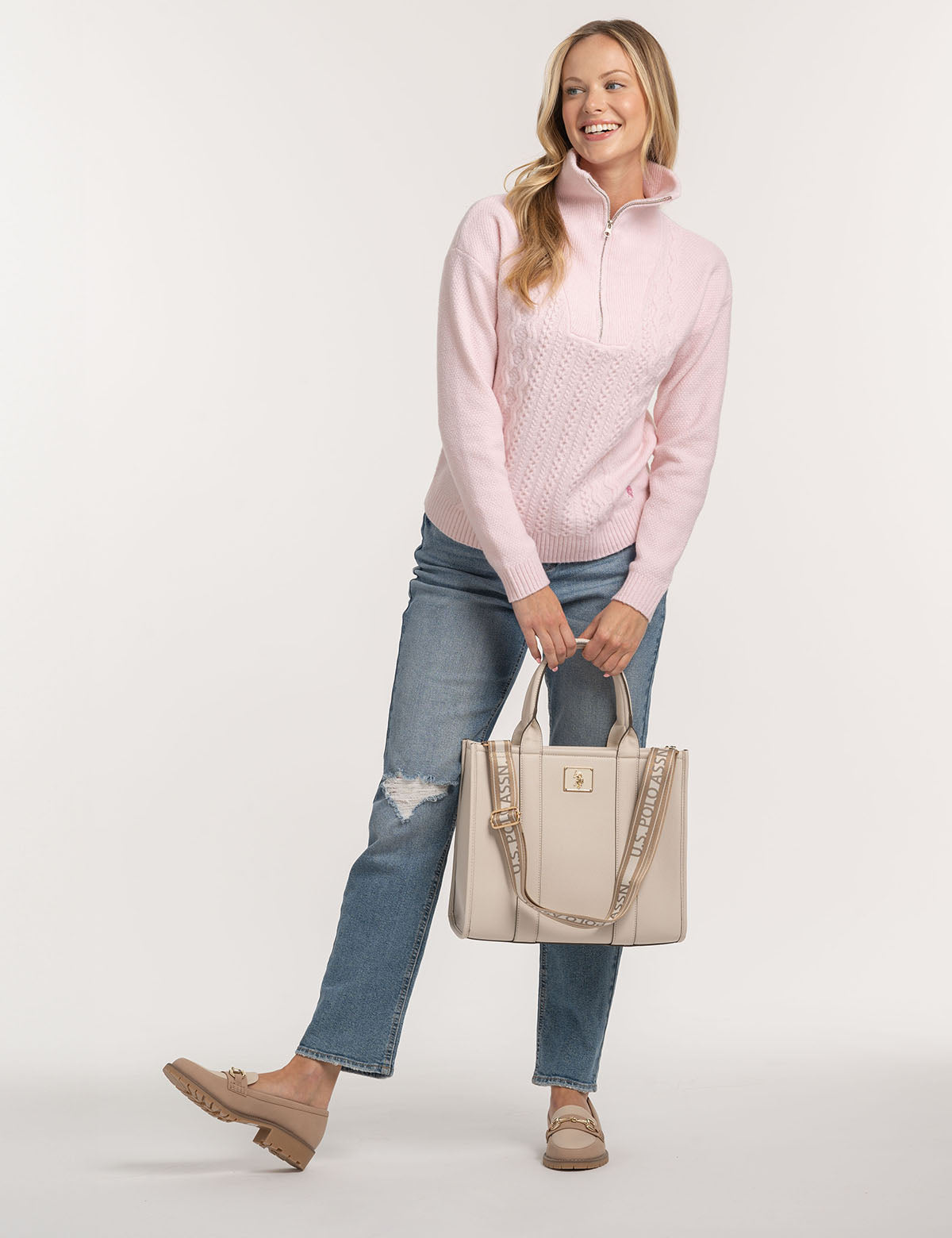 Men's Quarter Zip Cable Knit Sweater - Classic Winter Pullover